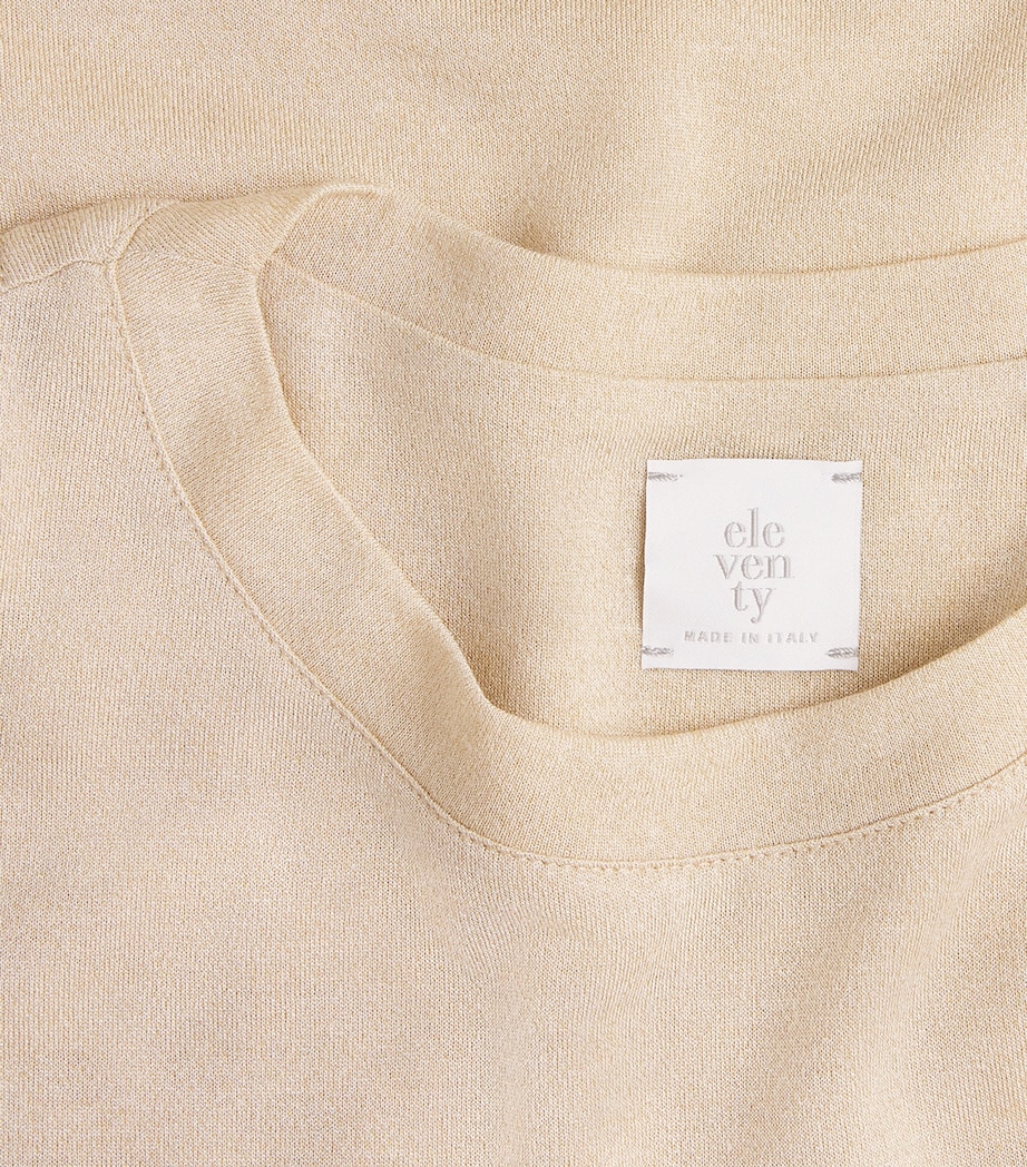 Eleventy Womens Metallic-Thread T-Shirt Sabbia Image 6