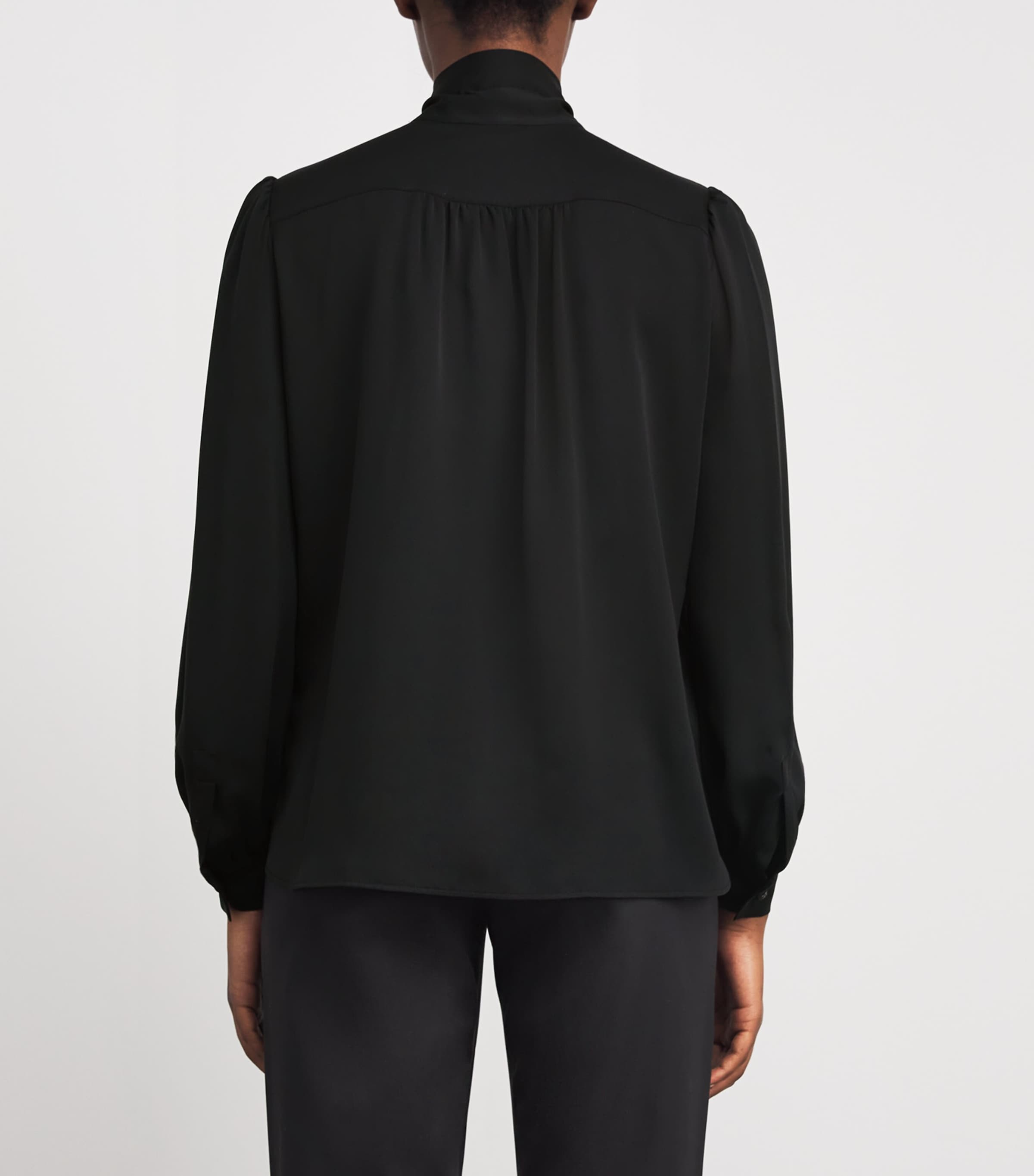 Silk Pussybow Blouse BLACK Image 4