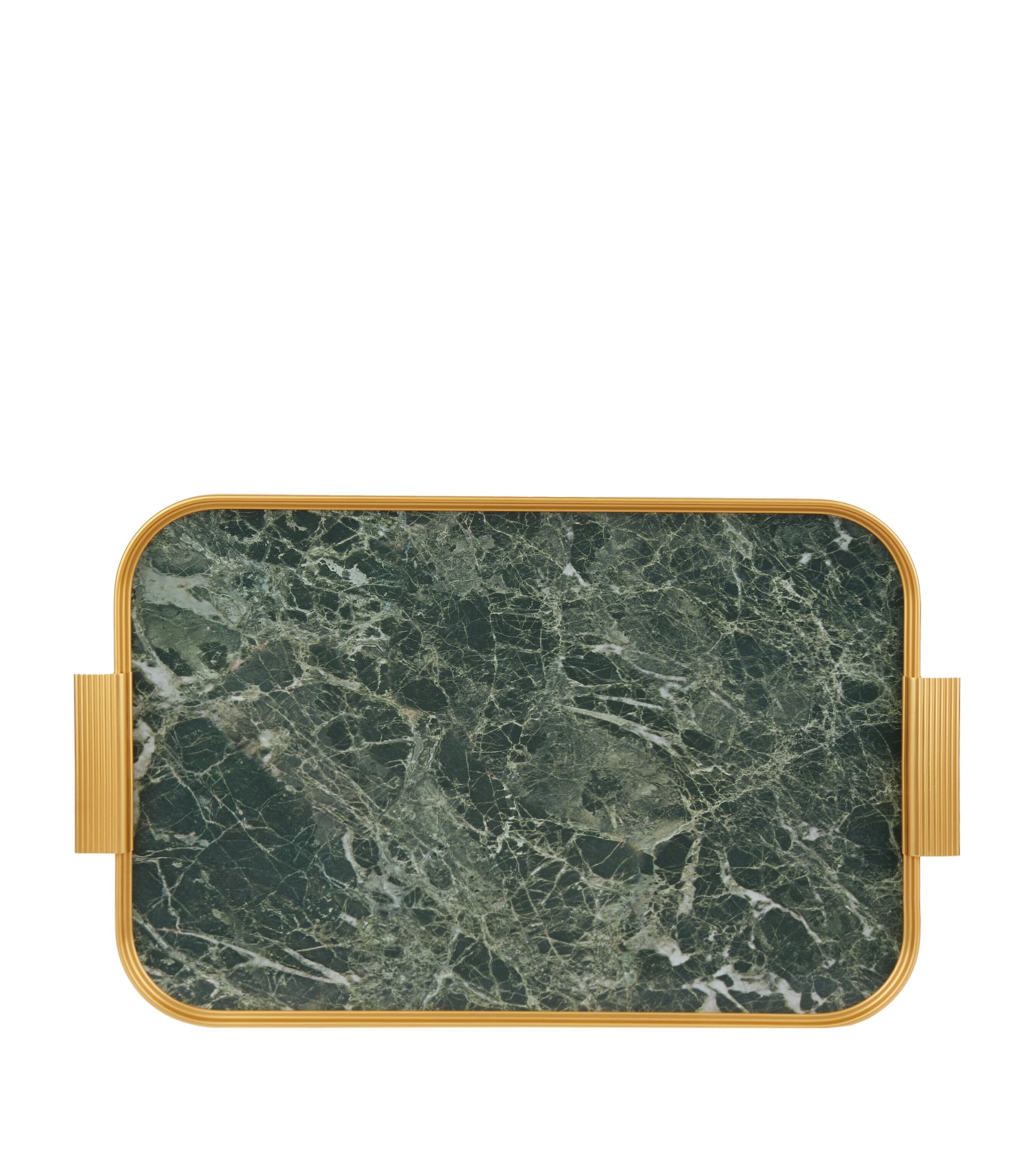 Marble Ribbed Tray (48cm) GOLD W/ONYX MARBLE Image 2