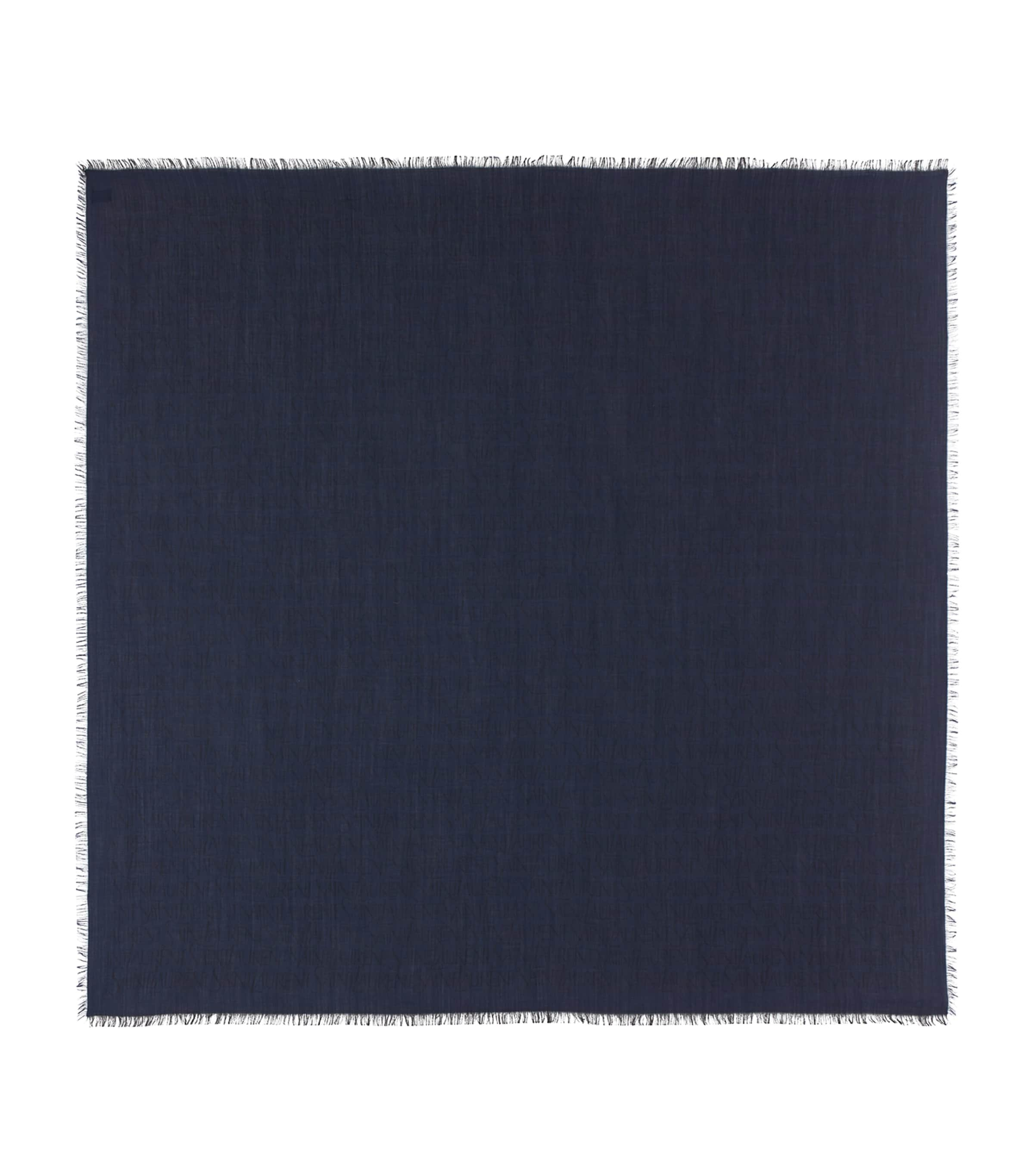 Saint Laurent Logo Jacquard Scarf In Blue