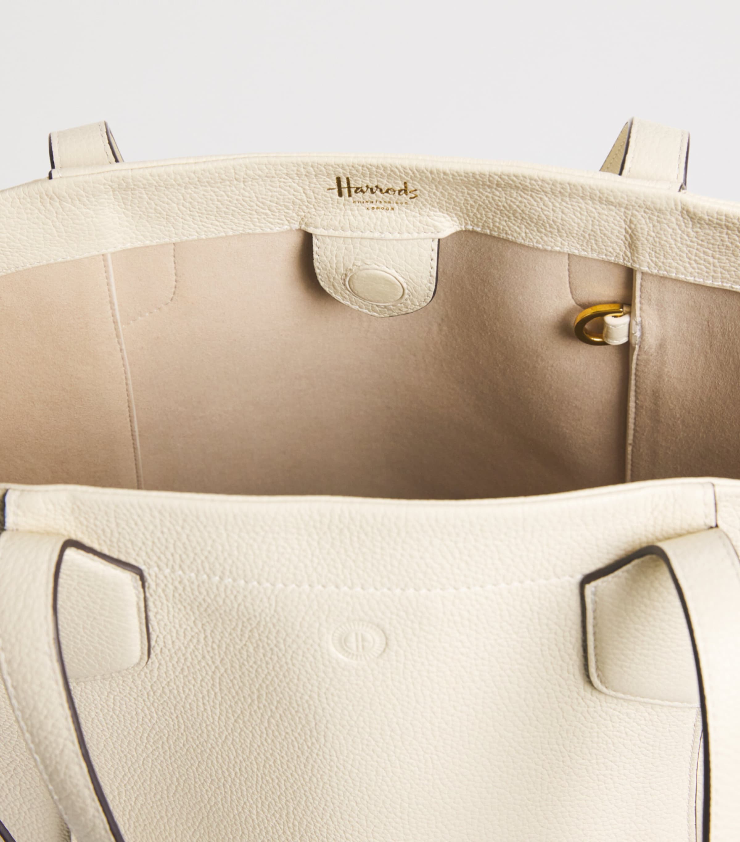 Harrods Medium Leather Freya Tote Bag Stone Image 5