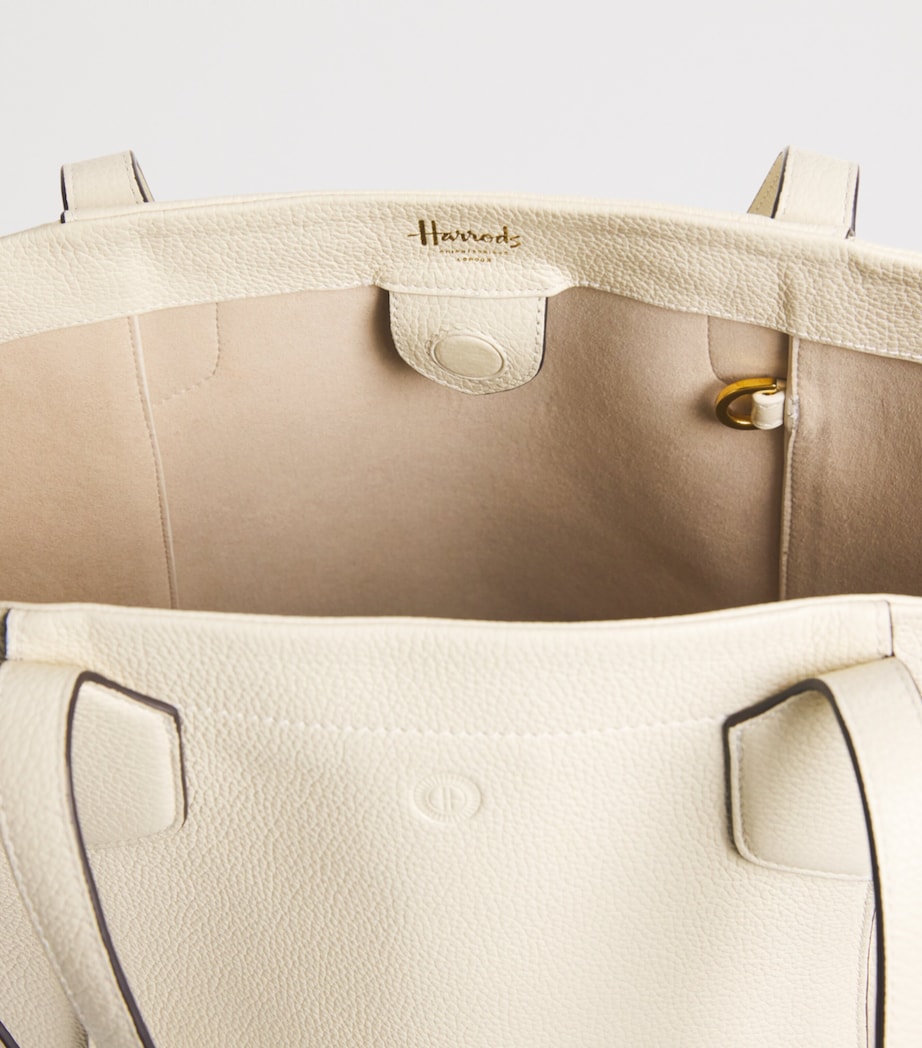 Harrods Medium Leather Freya Tote Bag Stone Image 5