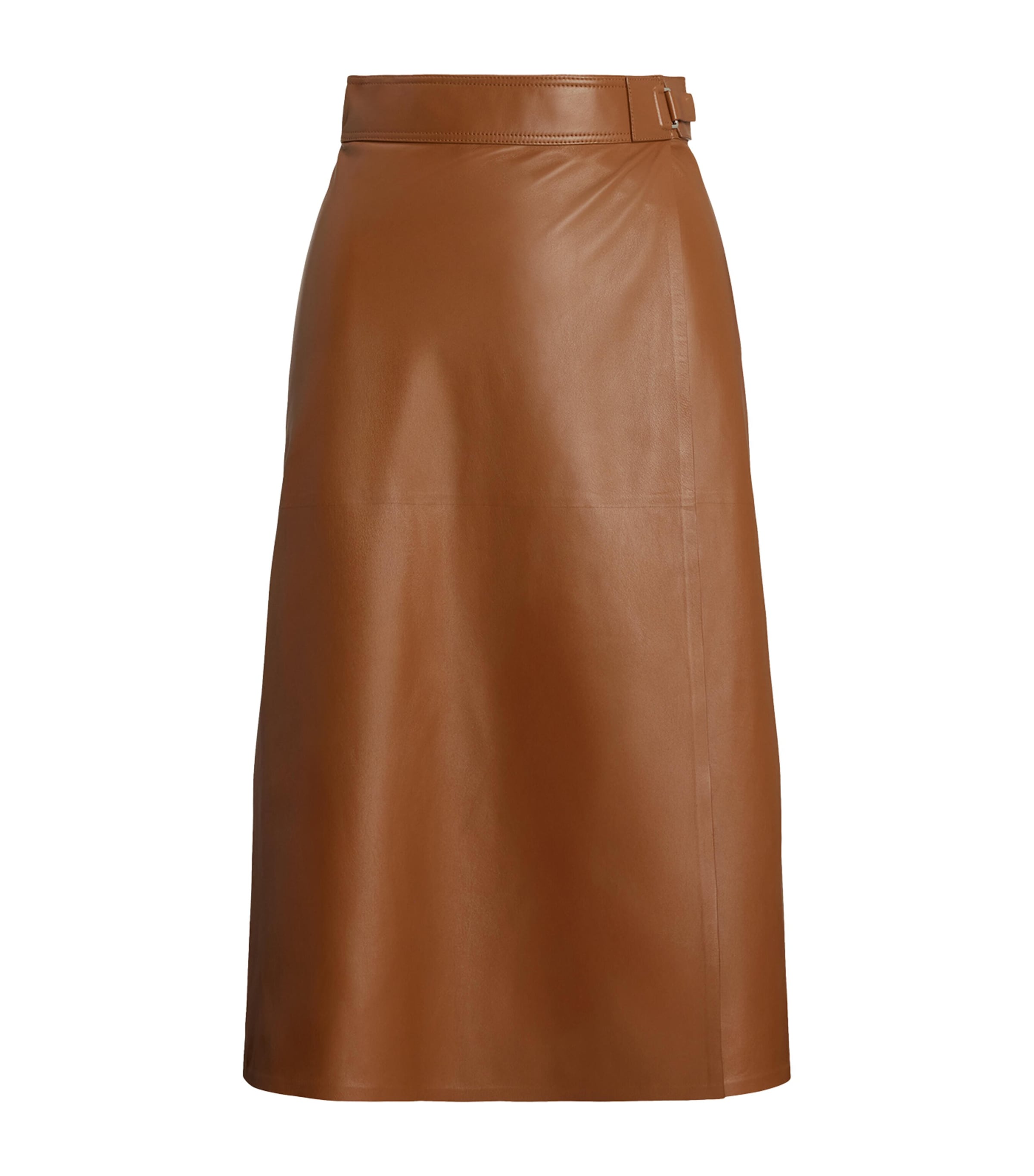 Ralph Lauren Lambskin A-line Midi Skirt In Brown
