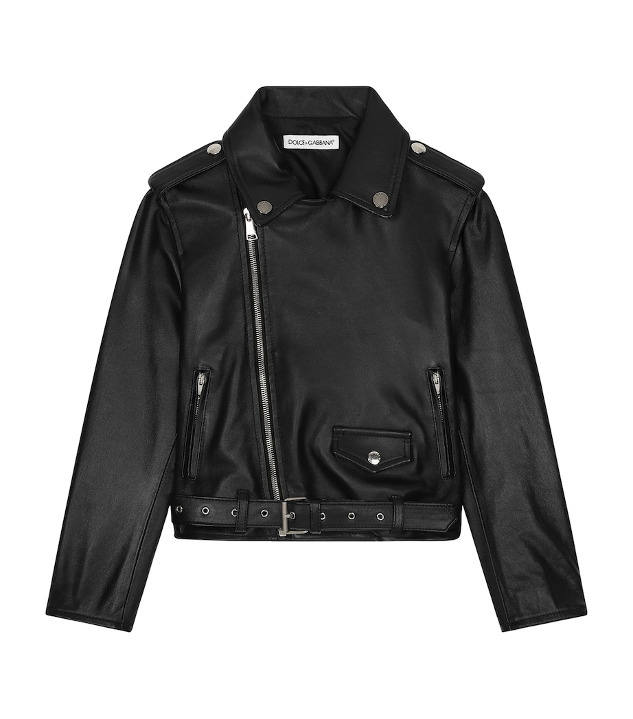Leather Biker Jacket (8-12+ Years) N0000-BLACK Image 1