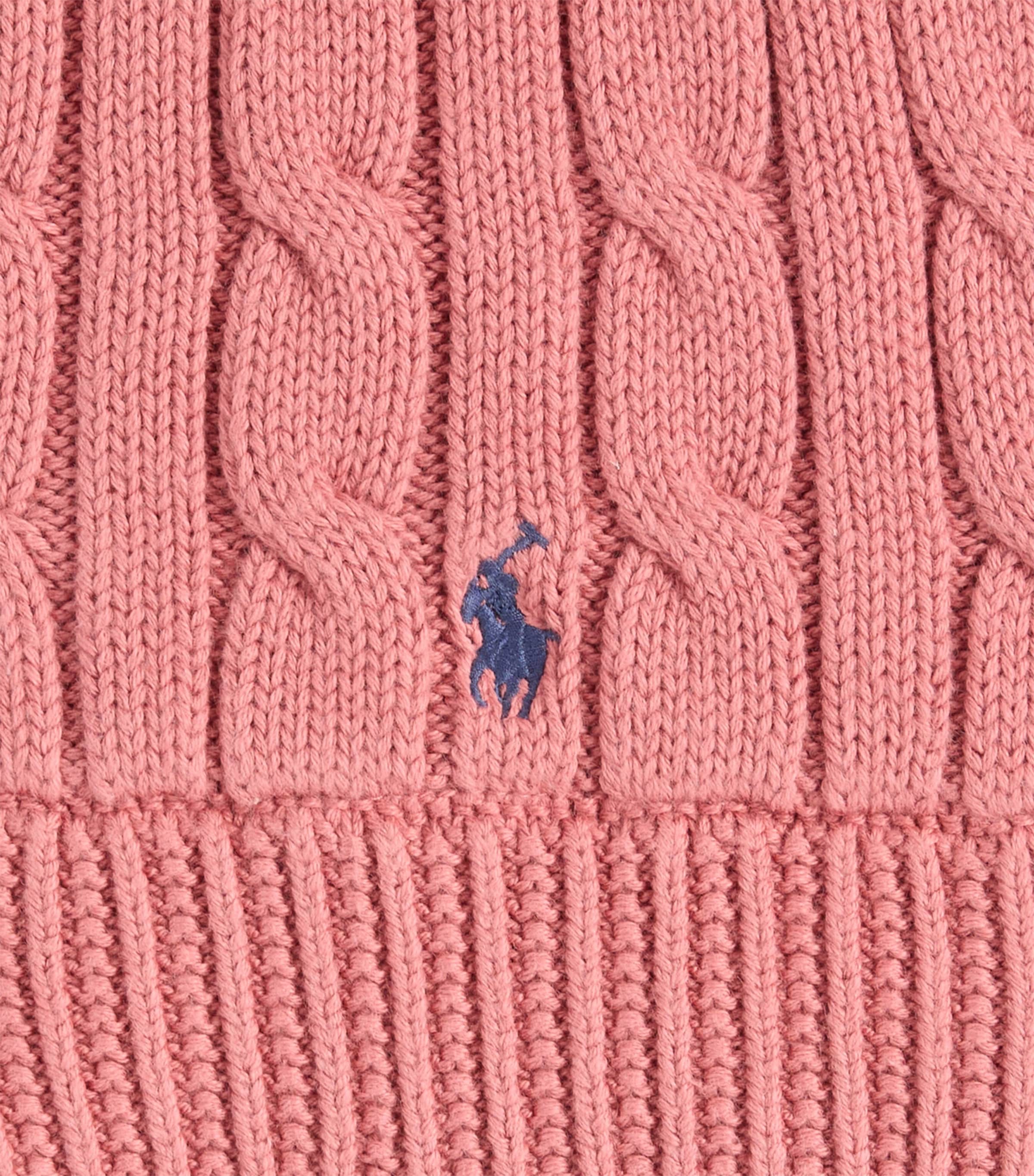 Ralph Lauren Kids Cable-Knit Polo Pony Scarf Canvas Pink Image 2
