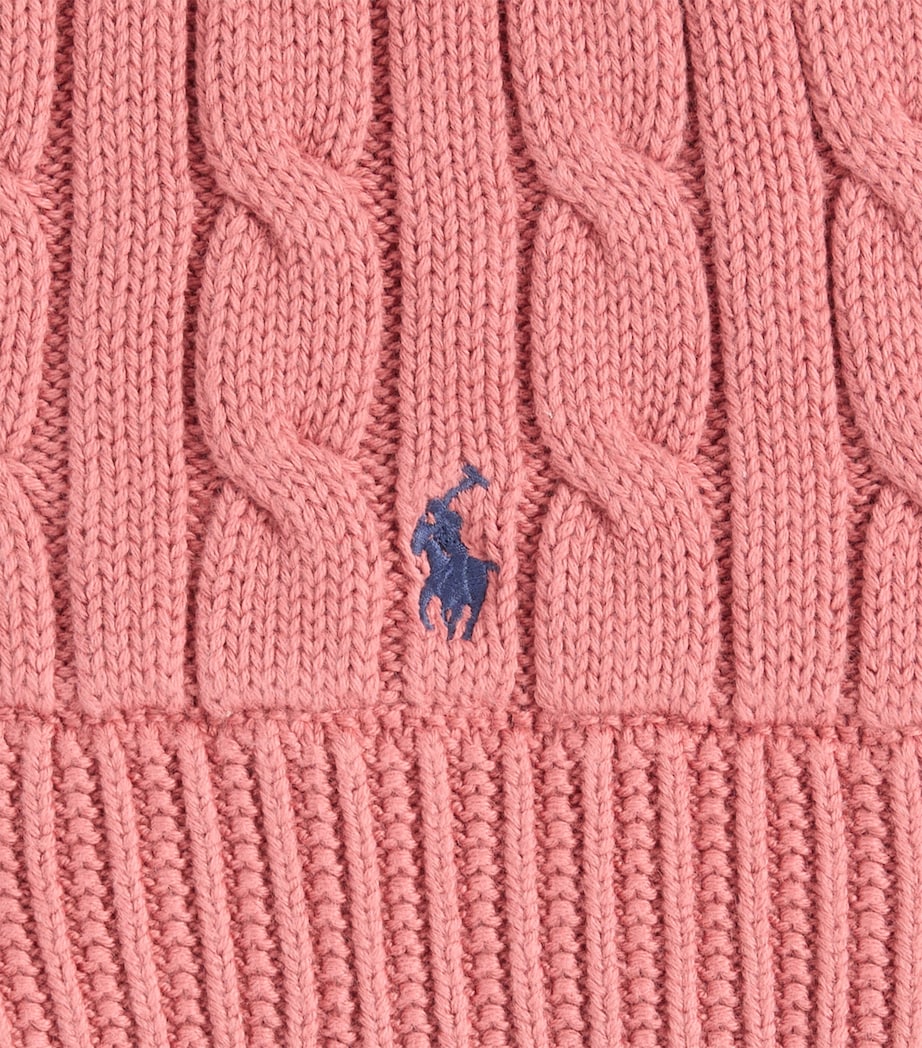 Ralph Lauren Kids Cable-Knit Polo Pony Scarf Canvas Pink Image 2