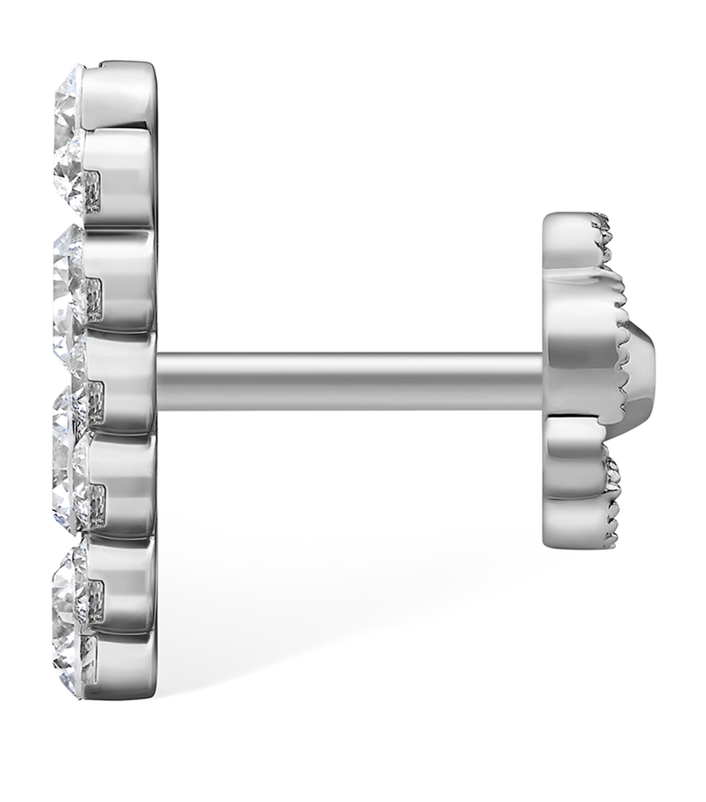 Maria Tash White Gold Invisible Set Diamond Apsara Bar Threaded Stud Earring (11mm) White Gold Image 2