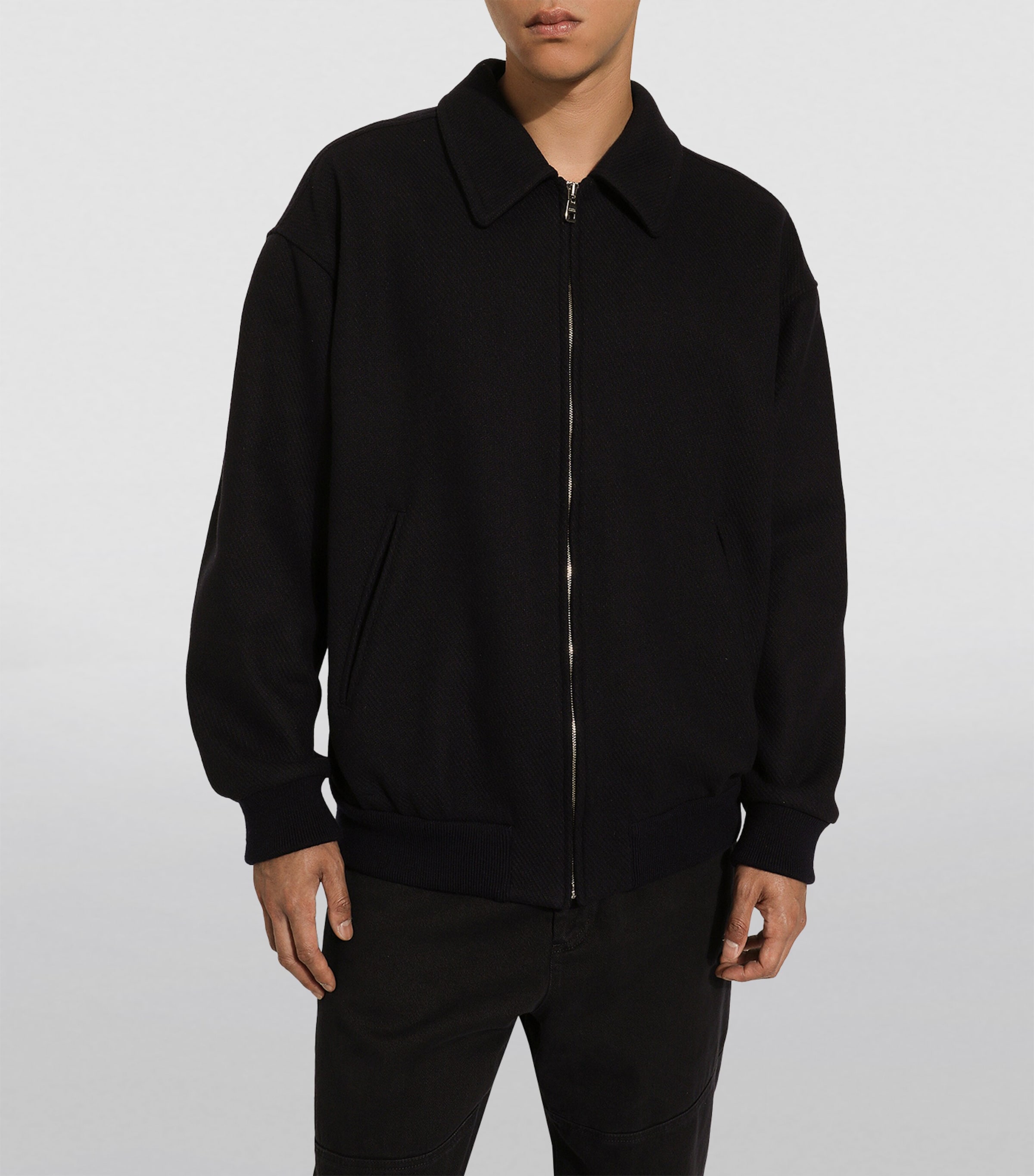 Dolce&Gabbana Mens Wool-Blend Bomber Jacket Very Dark Blue Image 3