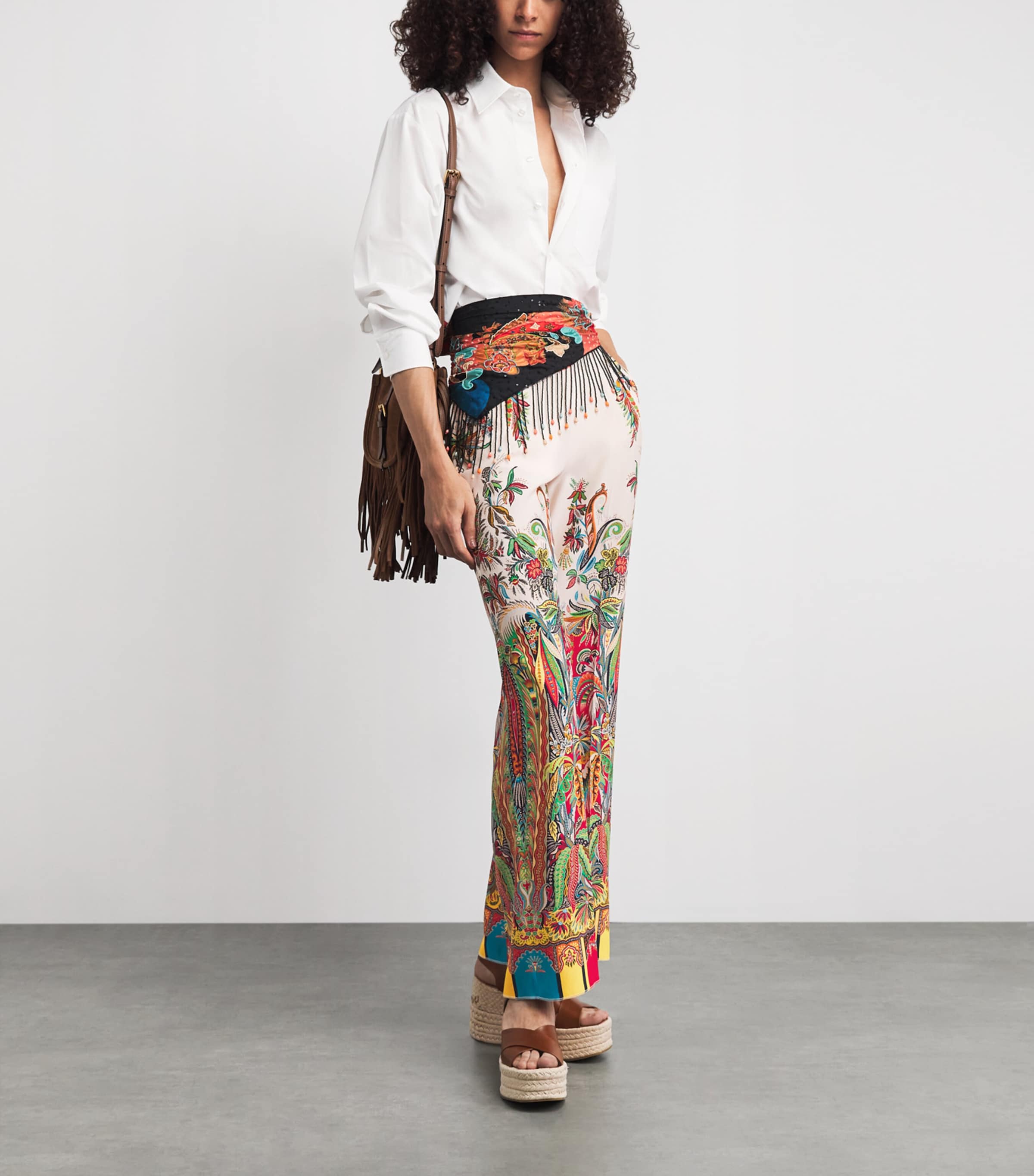 Etro Womens Silk Paisley Tailored Trousers Prnt/white Bs Image 2