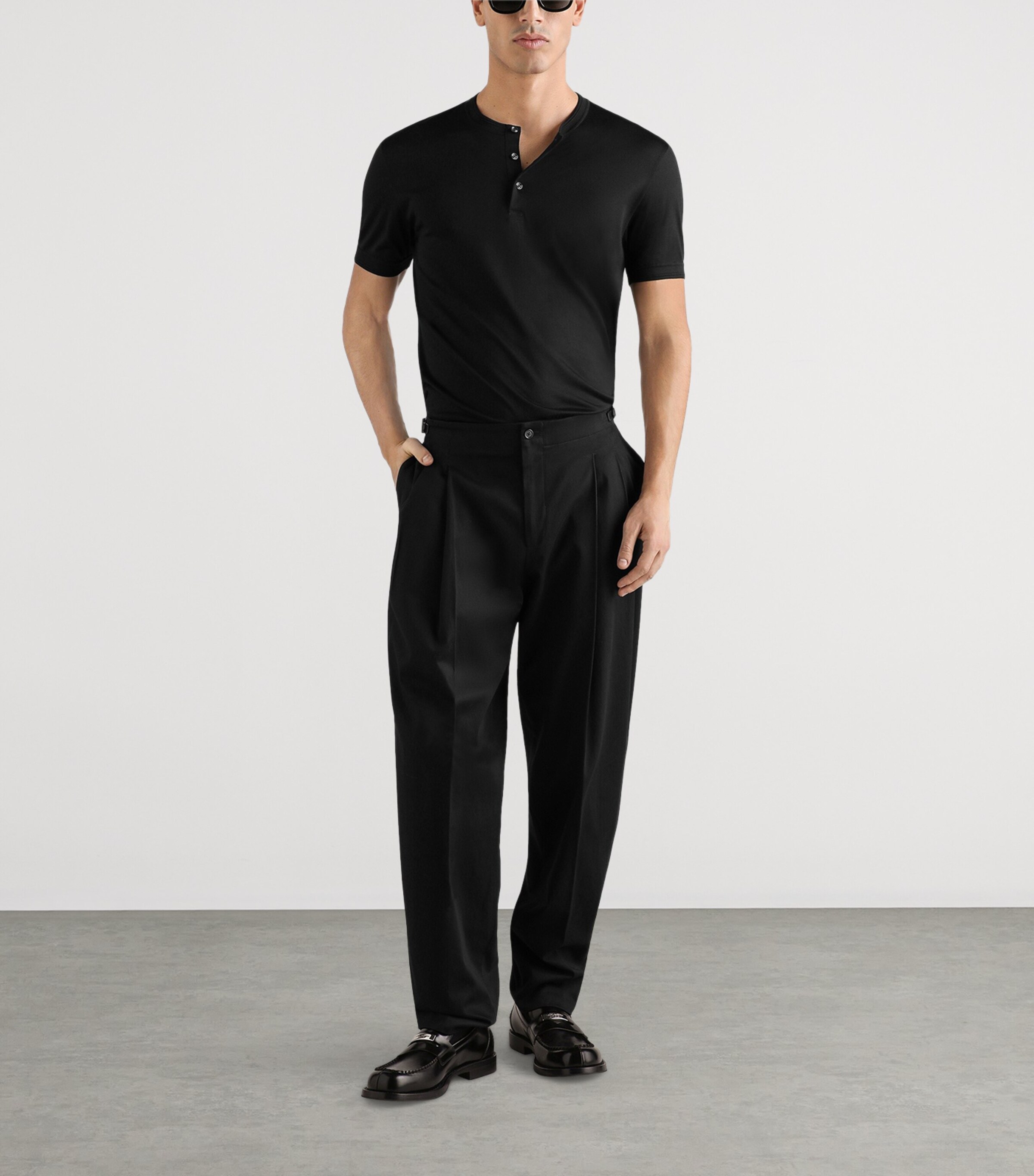 Dolce&Gabbana Mens Wide-Leg Trousers Black Image 2