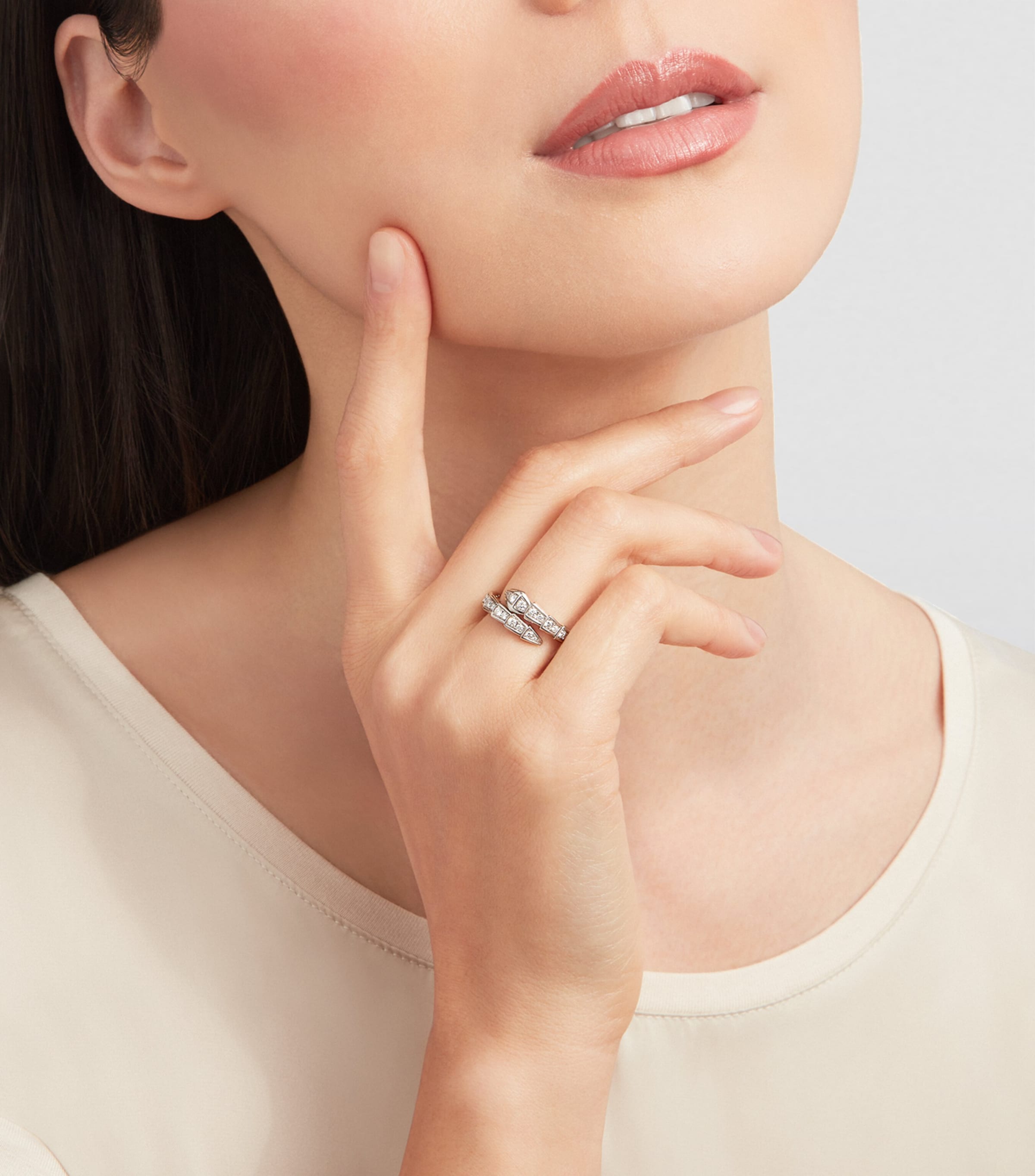 White Gold and Diamond Serpenti Viper Ring WHITE GOLD Image 7