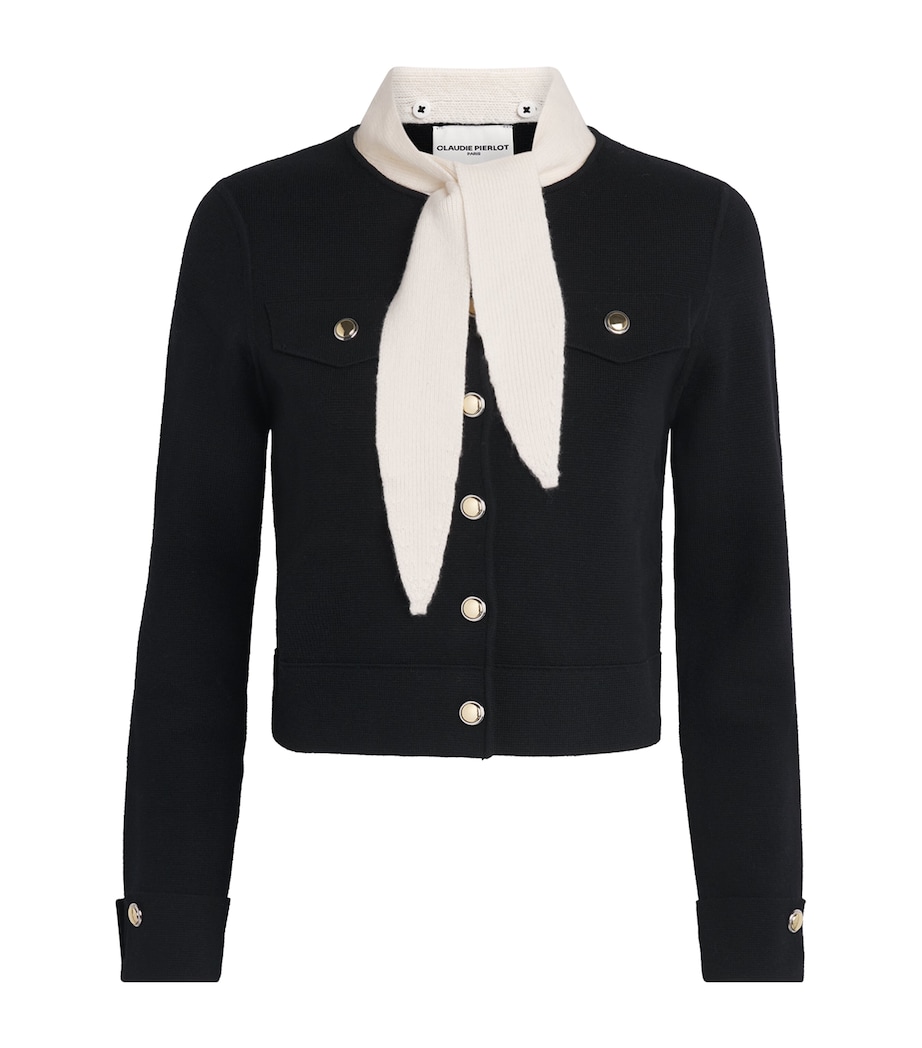 Claudie Pierlot Womens Wool-Cotton Scarf Cardigan Dual Color Image 1