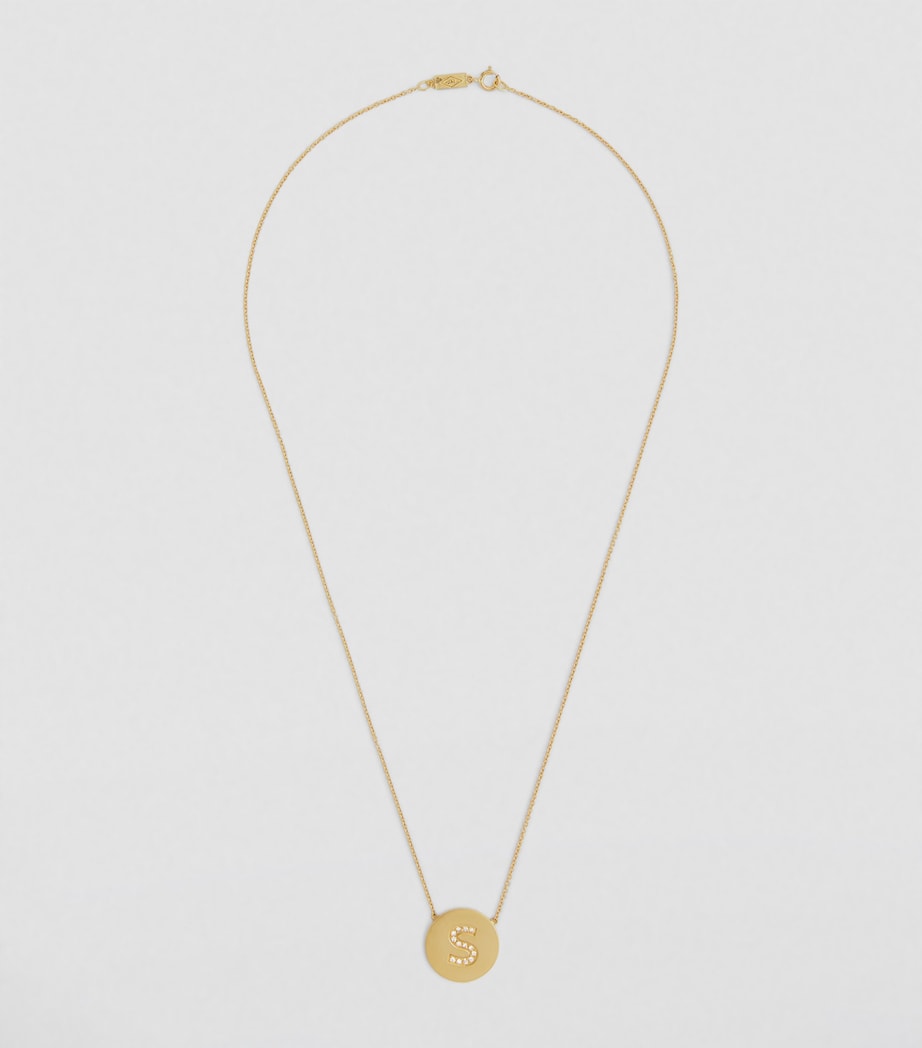 Yellow Gold and Diamond Alphabet S Necklace YELLOW GOLD Image 2