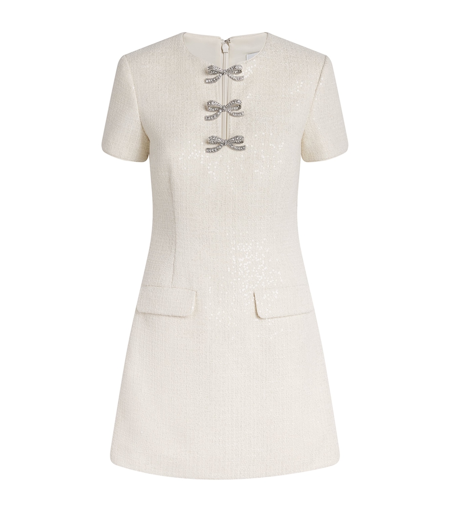 Sequin Bouclé Bow Midi Dress CREAM Image 1