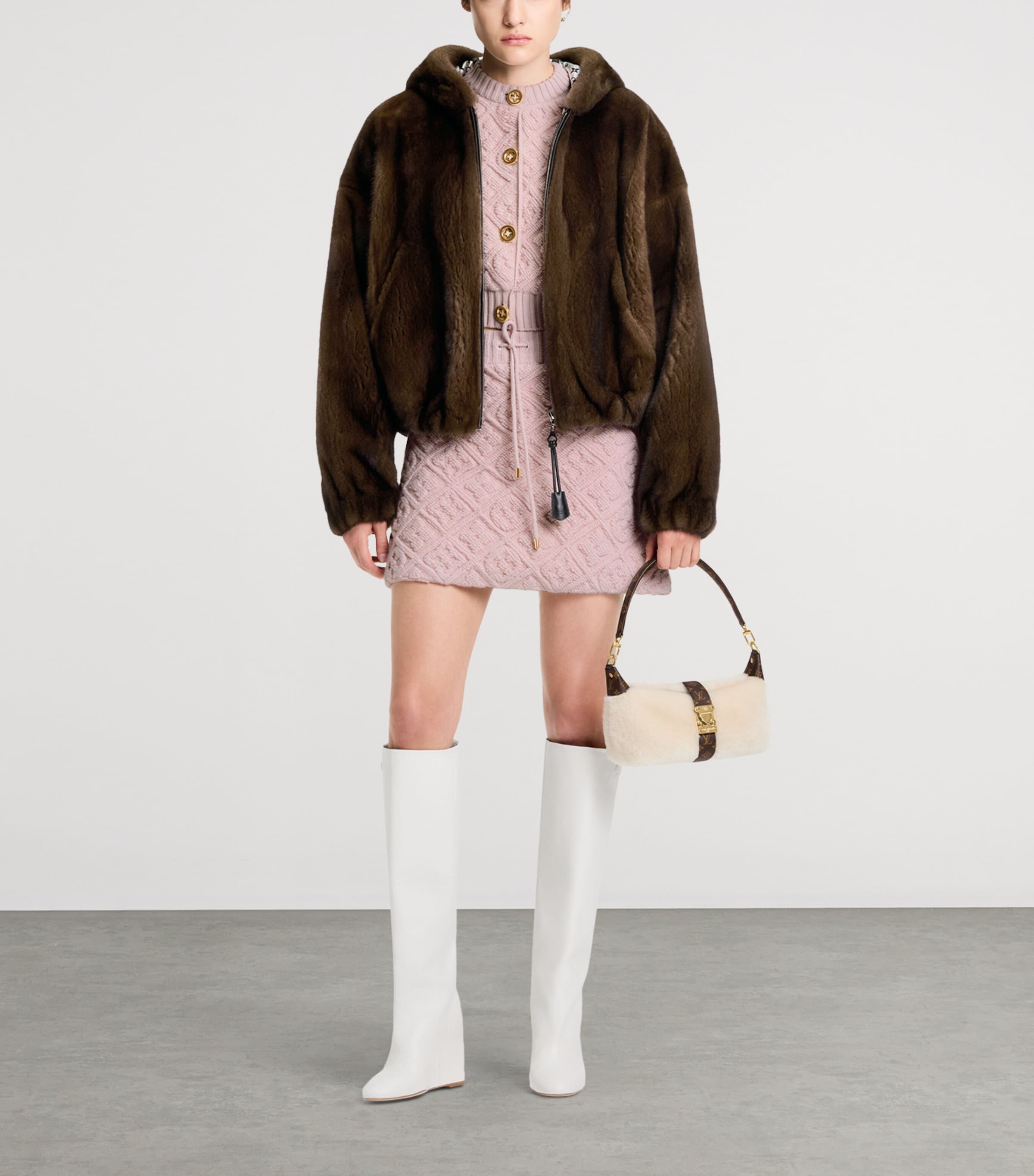 Wool-Blend Monogram Cardigan PINK Image 5