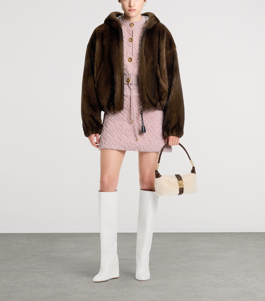 Wool-Blend Monogram Cardigan PINK Image 5