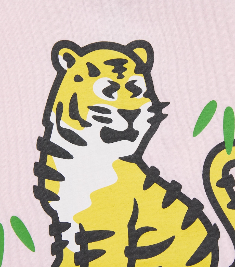 Kenzo Kids Cotton Tiger Logo T-Shirt (2-14 Years) Pink Image 3