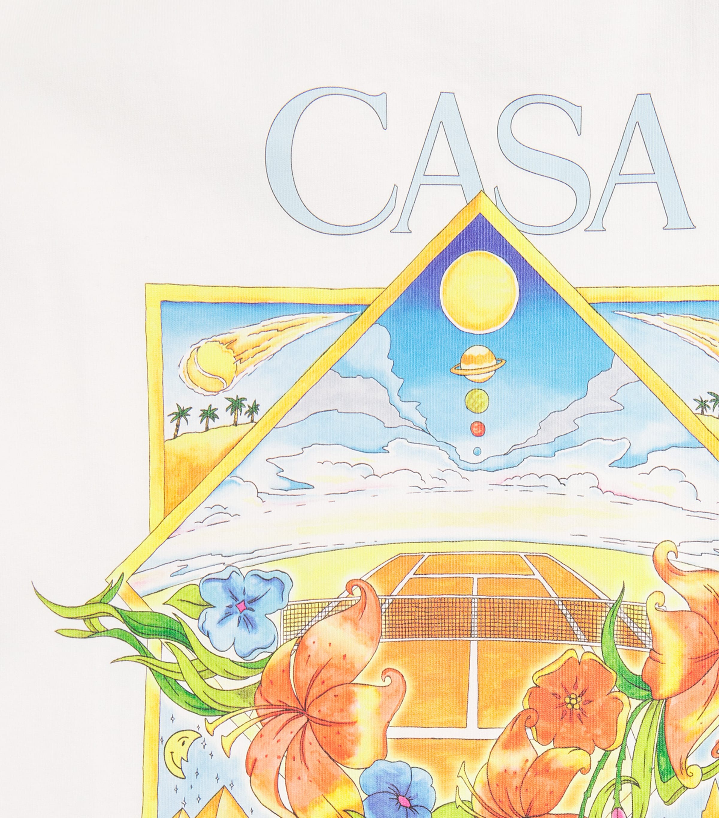 Casablanca Mens Organic Cotton Tennis Logo T-Shirt Flower Court Icon Image 6