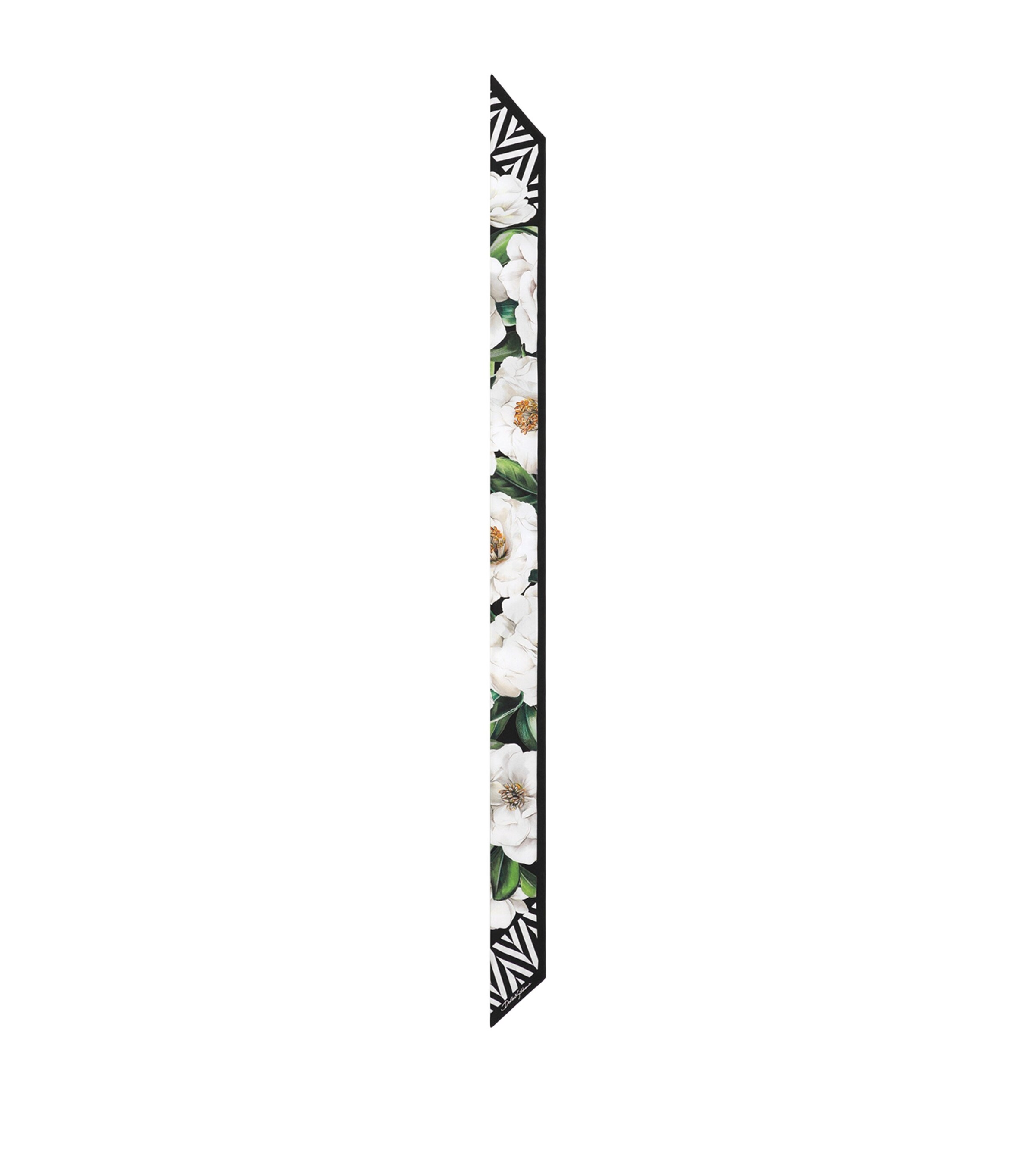 Dolce&Gabbana Silk Gardenia Print Skinny Scarf Gardenia/nero Image 1