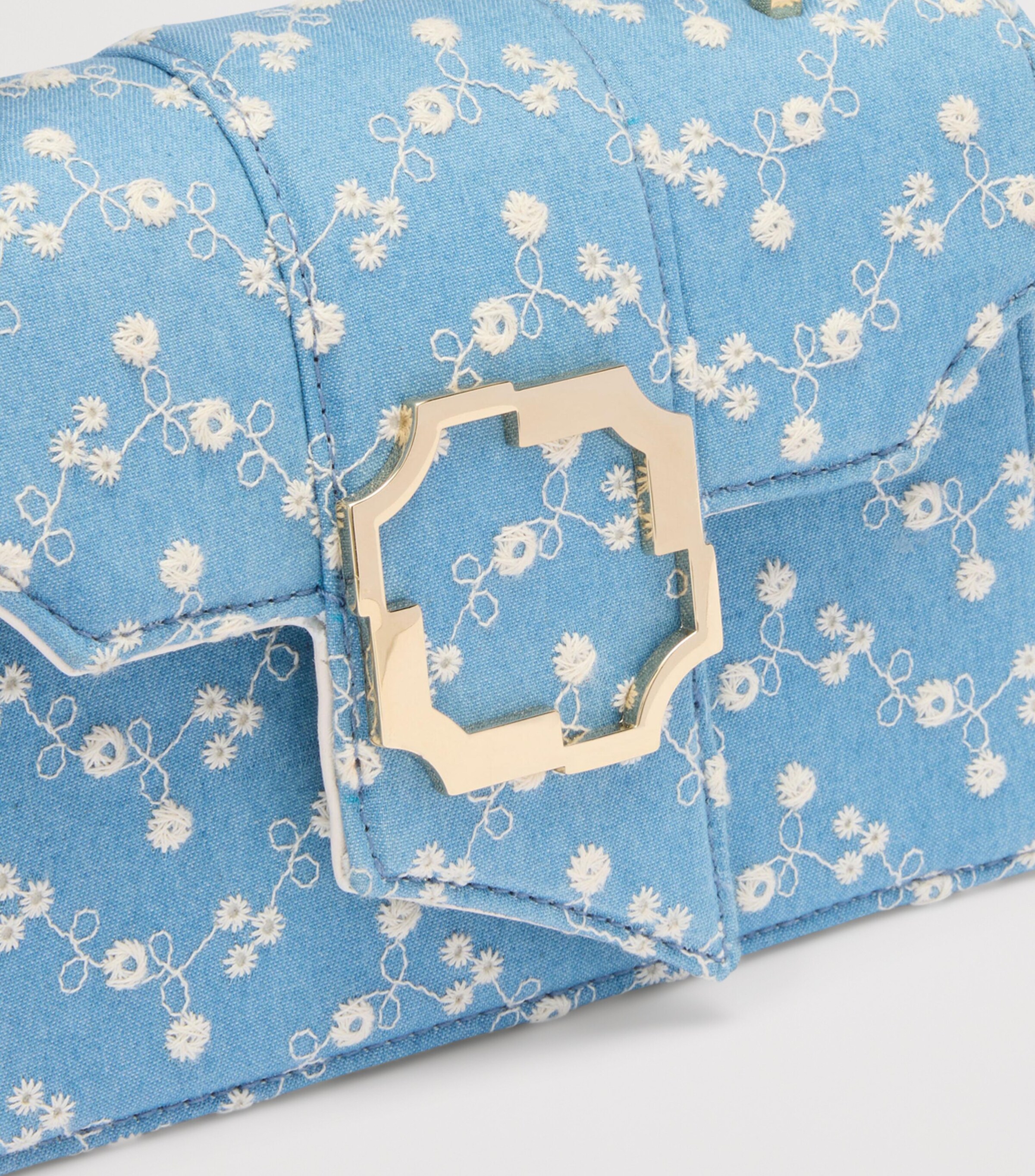 Malone Souliers Mini Denim Floral Aubrey Top-Handle Bag Blue Image 6