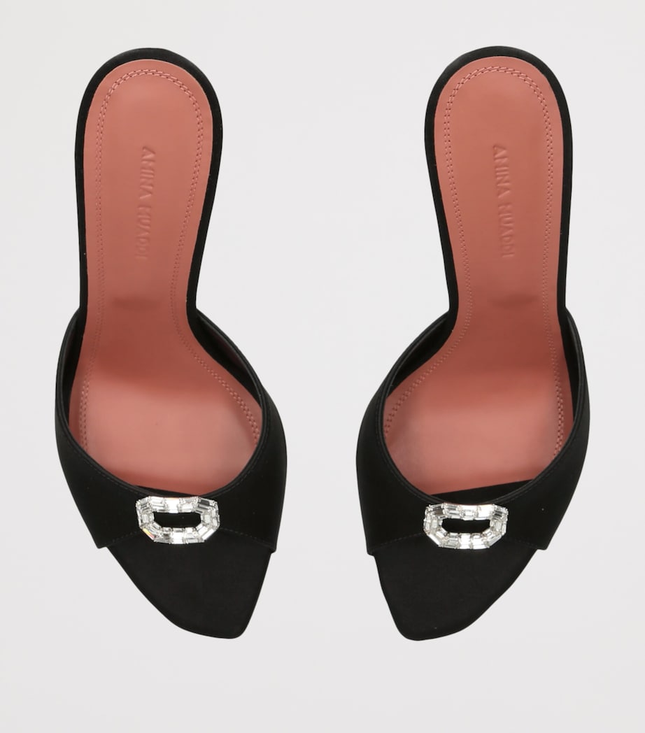 Amina Muaddi Satin Mini Camelia Heeled Mules 95 Blk/other Image 3