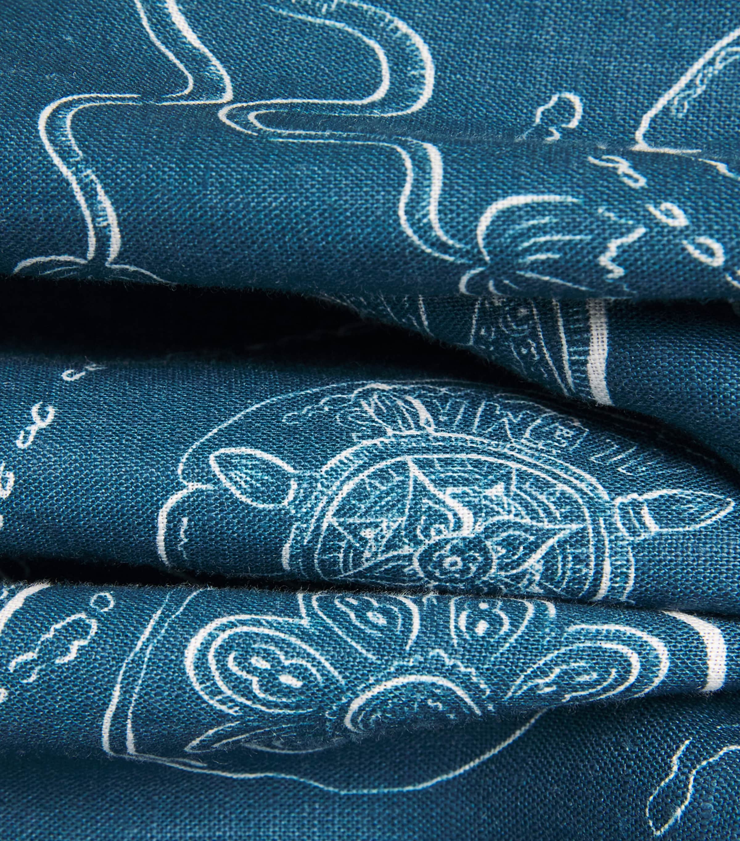 ALEMAIS Womens Linen Printed Lucky Trousers Blue Image 6