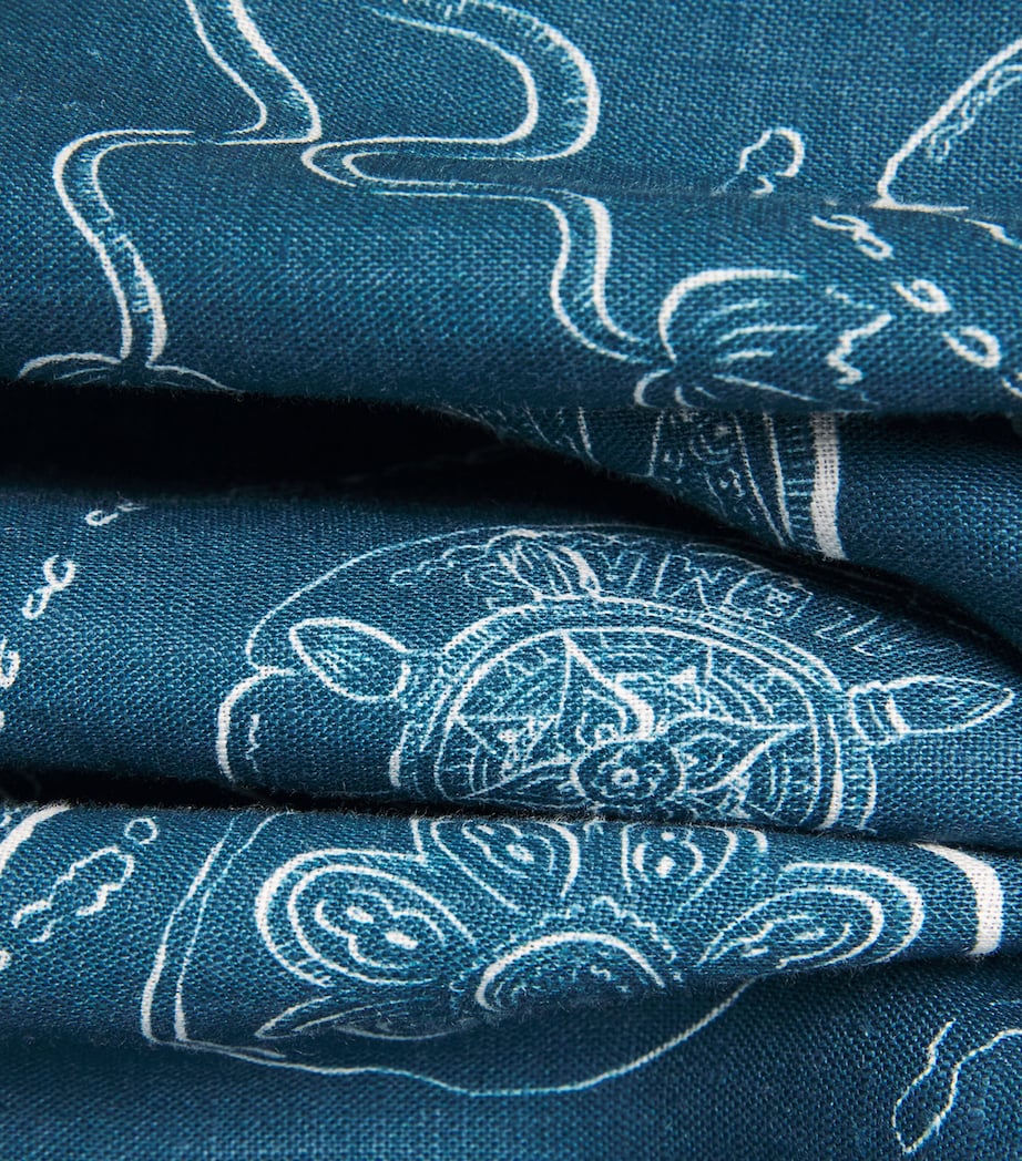 ALEMAIS Womens Linen Printed Lucky Trousers Blue Image 6