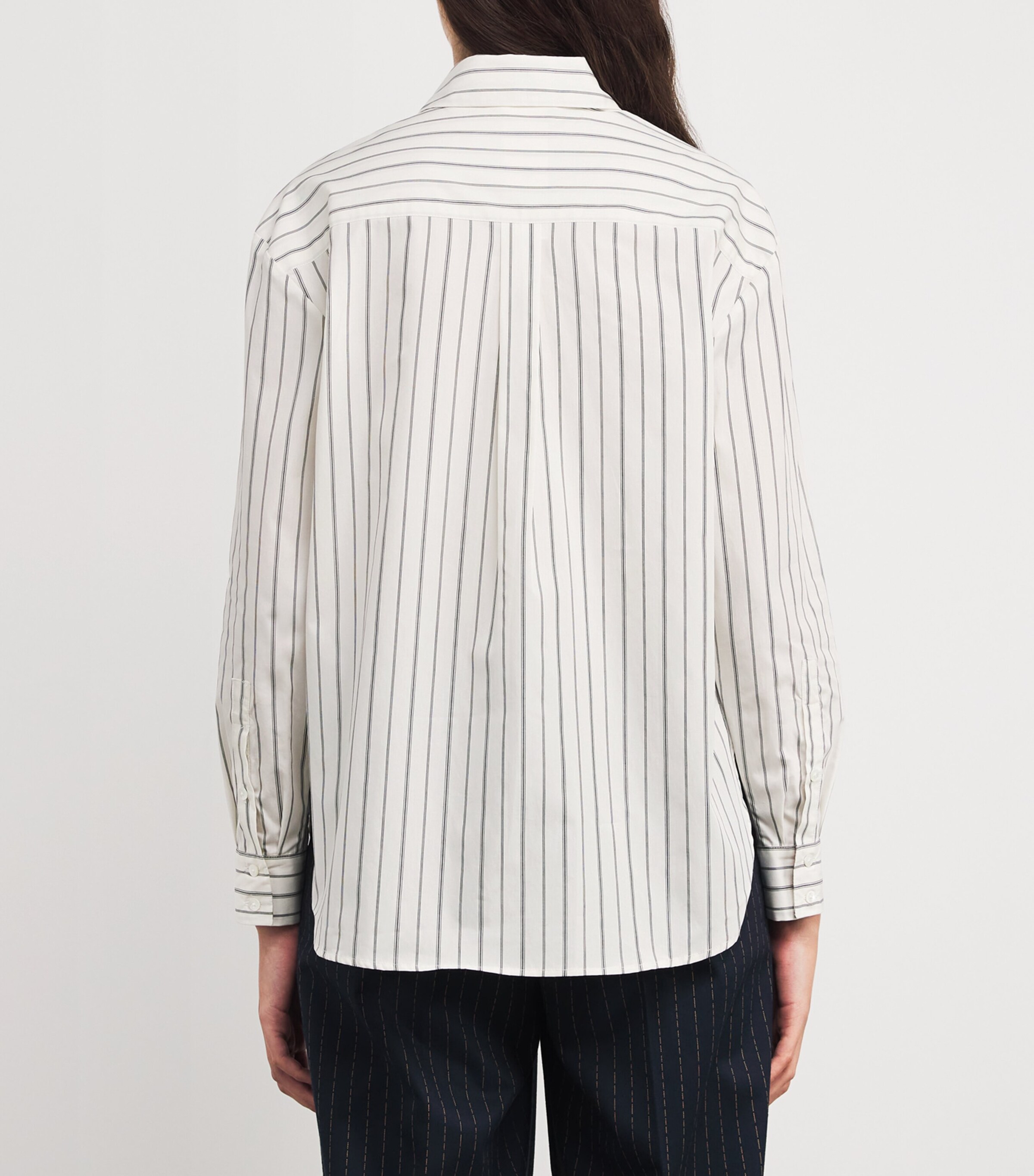 Cotton Stripe Oversized Shirt WHITE Image 4
