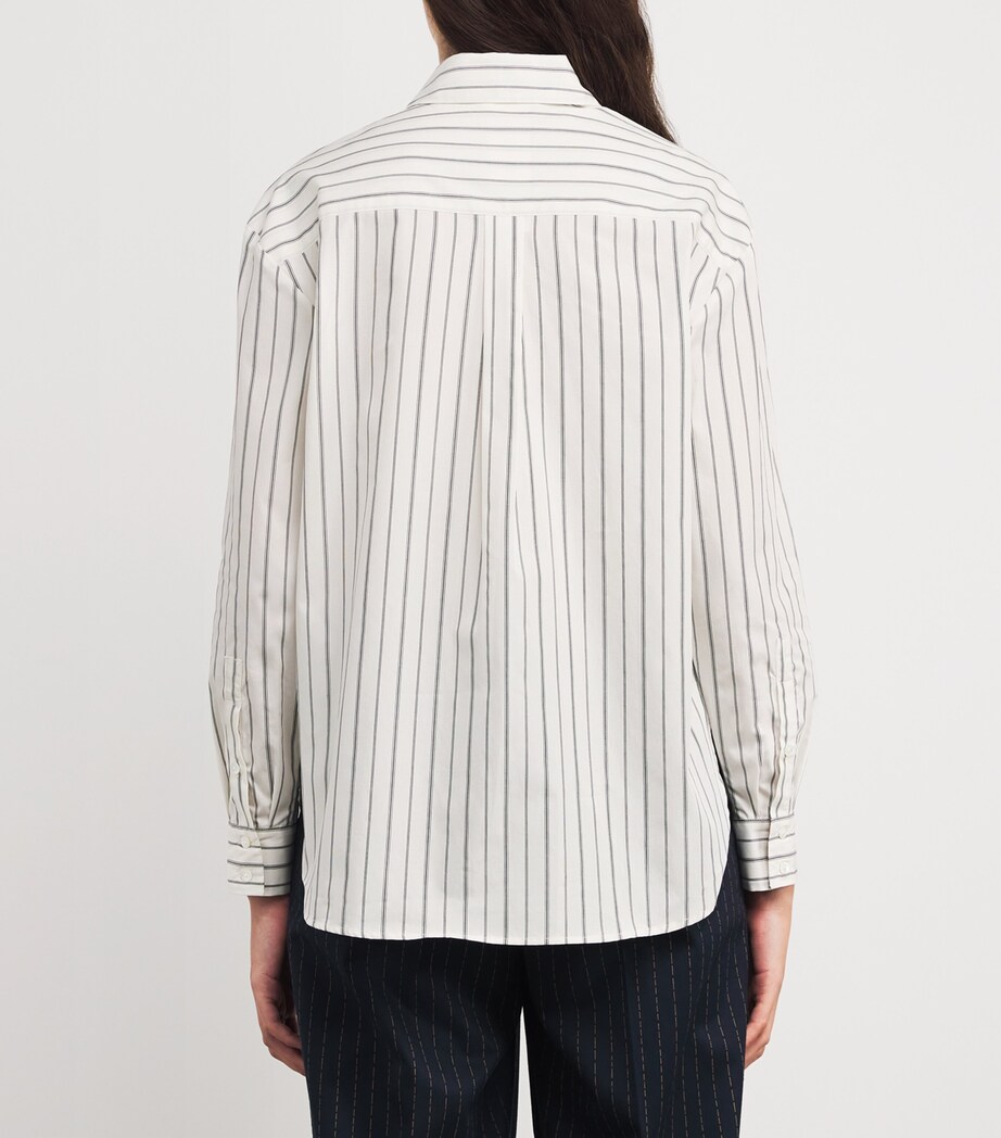 Cotton Stripe Oversized Shirt WHITE Image 4