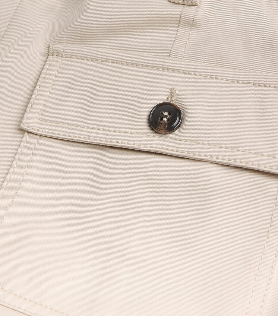 MAX&Co. Cotton Gabardine Cargo Trousers Cream Image 5