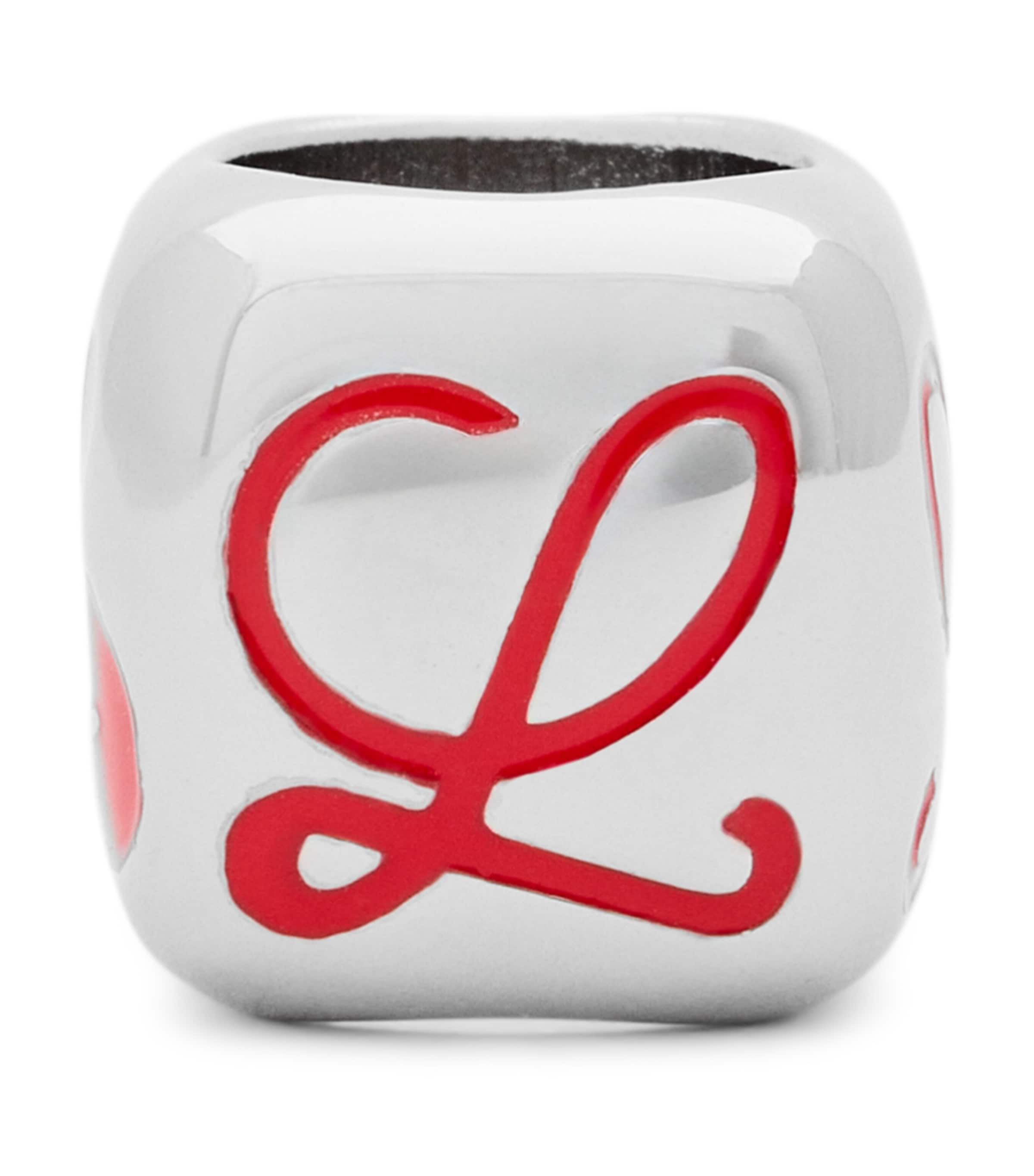 LOEWE Anagram Dice Bag Charm Silver/red Image 1