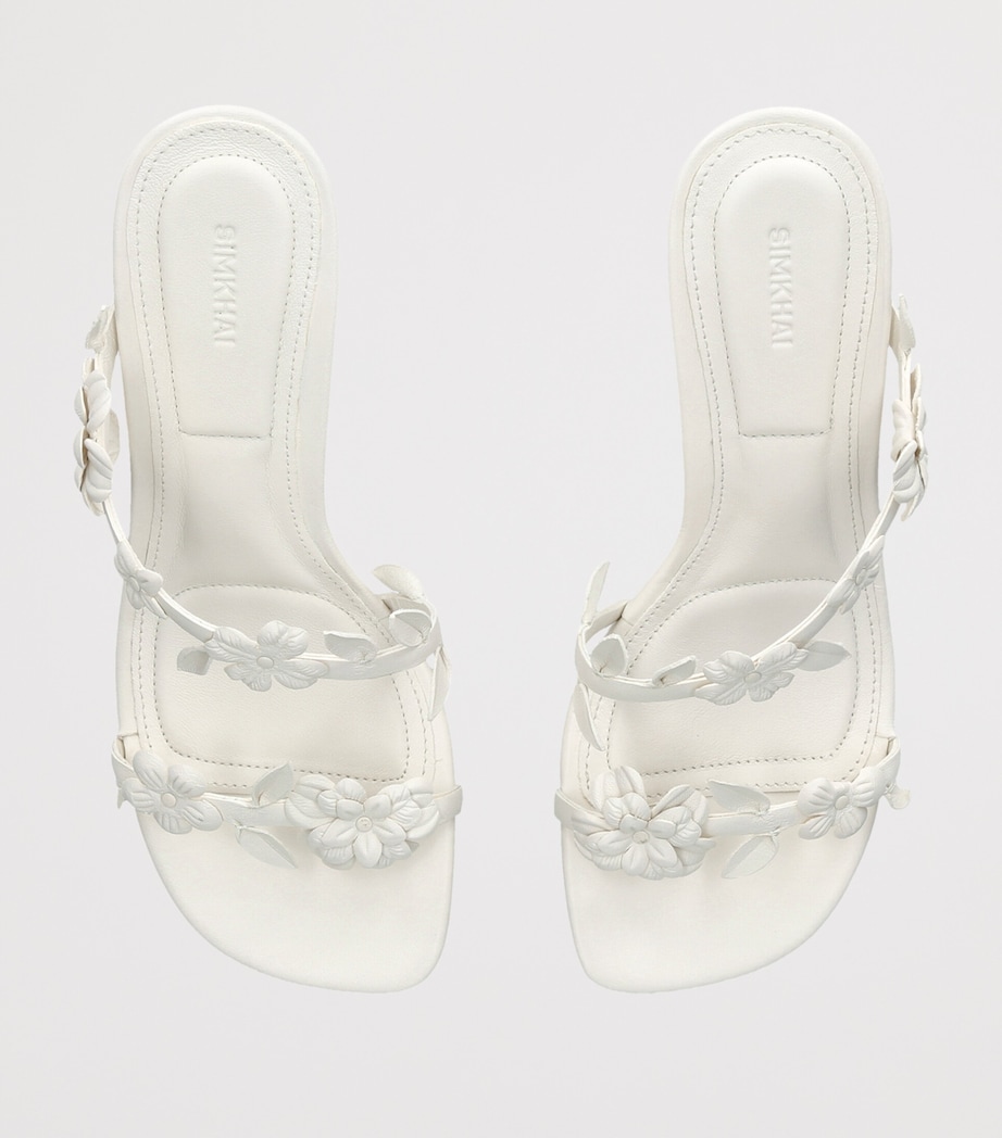 Simkhai Leather Floral Willow Heeled Sandals 75 White Image 3