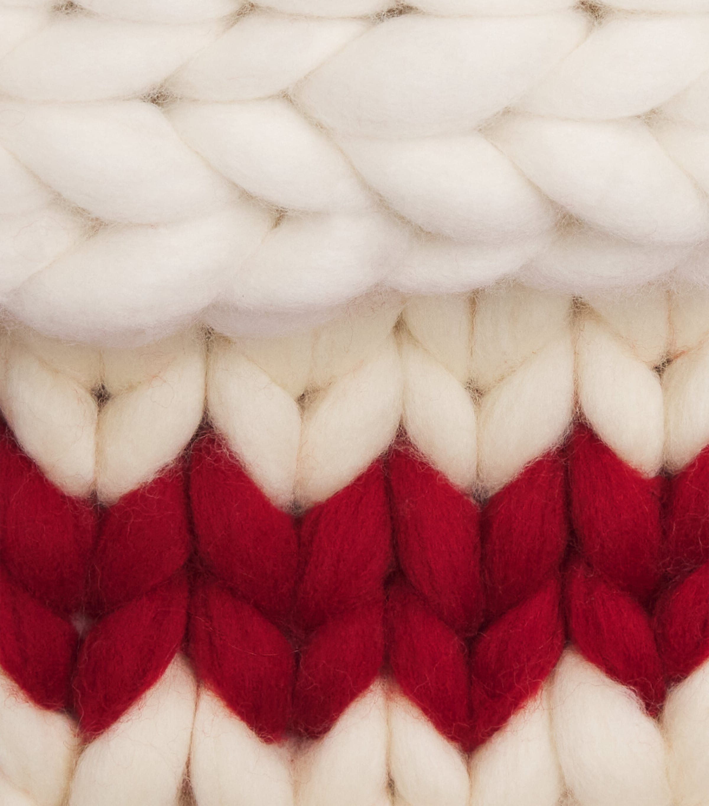 Lauren Aston Merino Wool Knitted Stocking Ntrl Wht & Ruby Rd Image 3