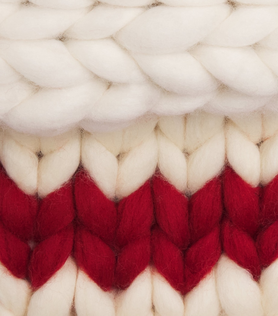 Lauren Aston Merino Wool Knitted Stocking Ntrl Wht & Ruby Rd Image 3