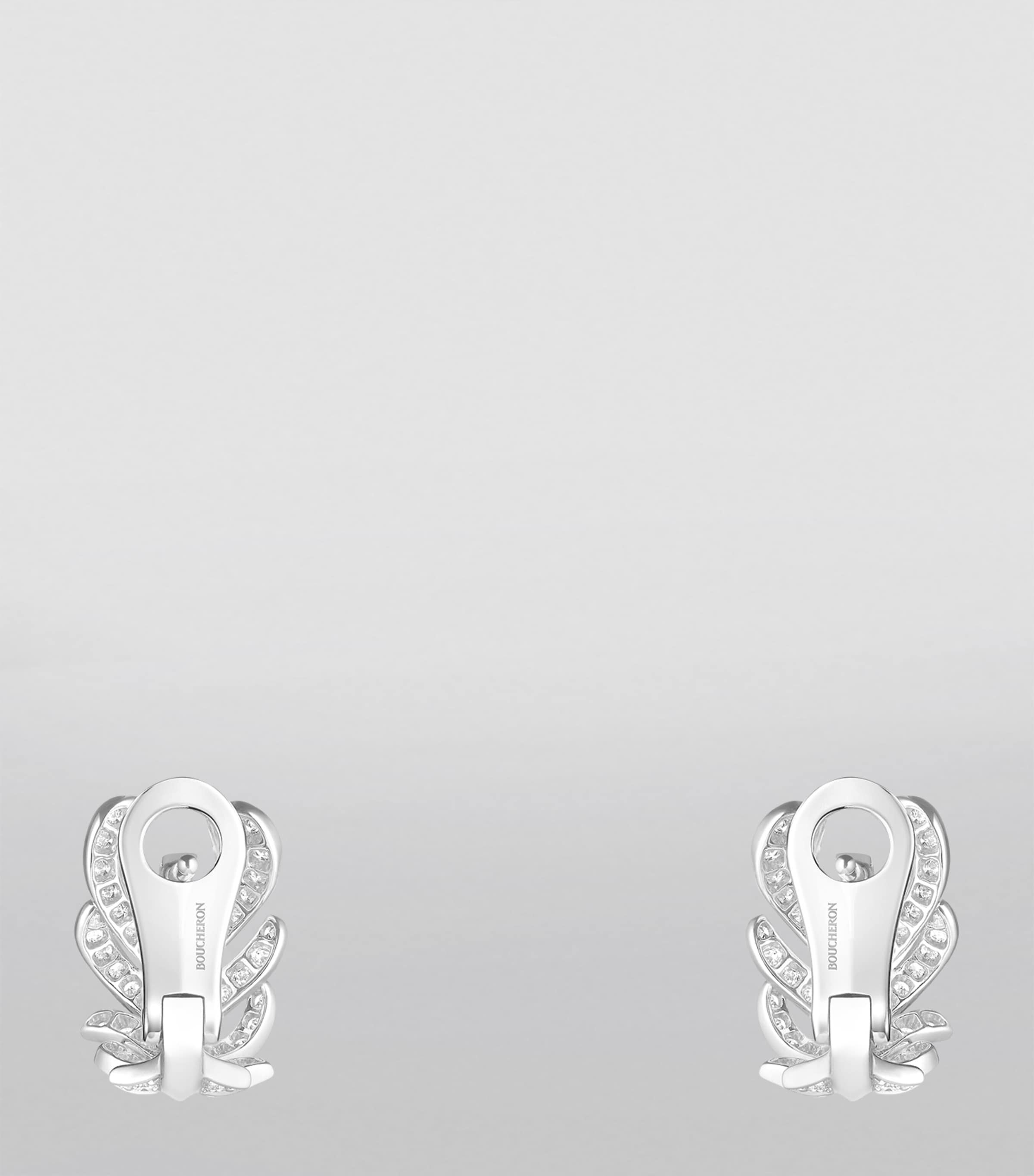 White Gold and Diamond Plume de Paon Clip-On Earrings WHITE GOLD Image 3