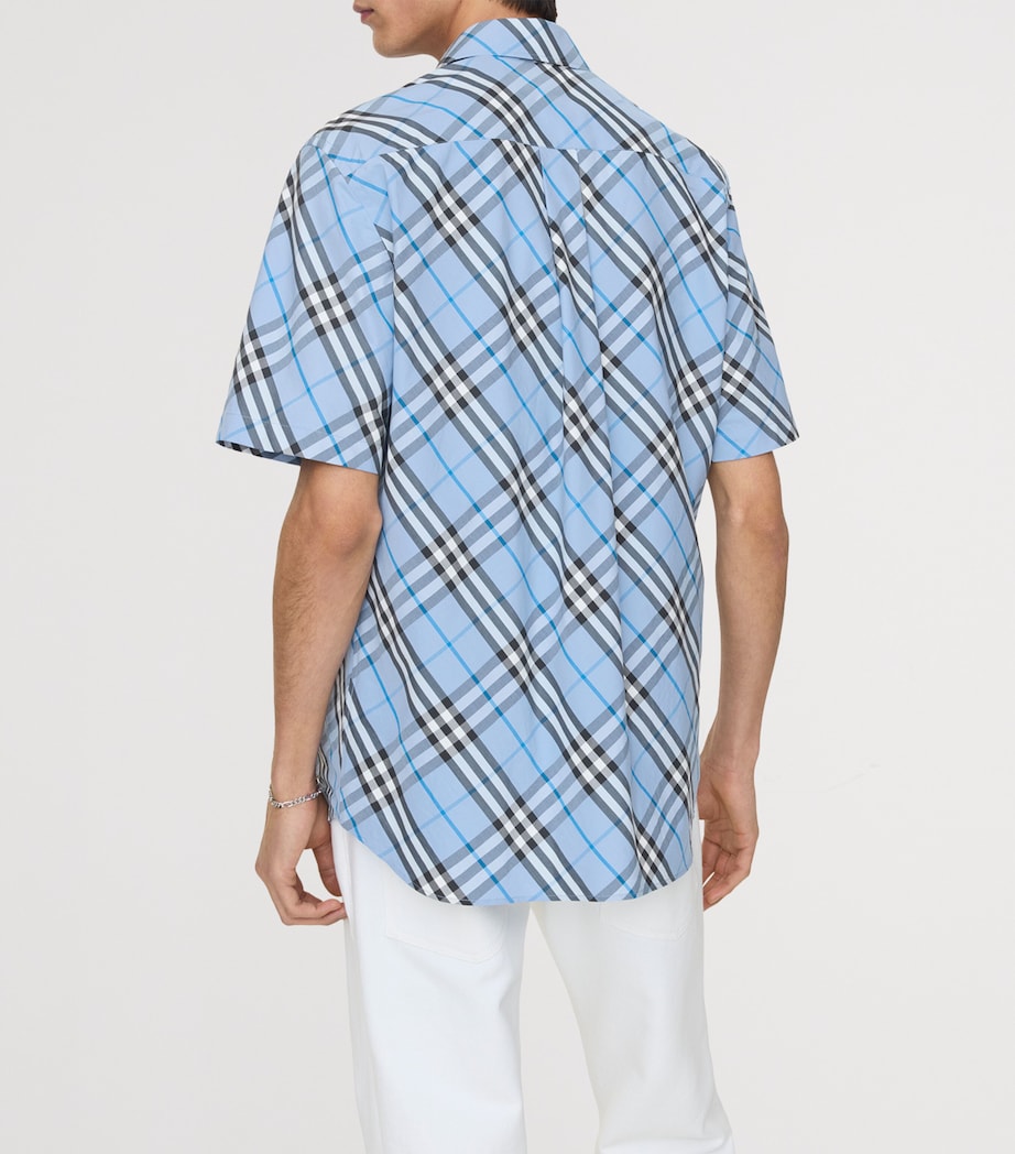 Burberry Mens Check-Print Short-Sleeve Shirt Cornflower Blu Ip Ck Image 3