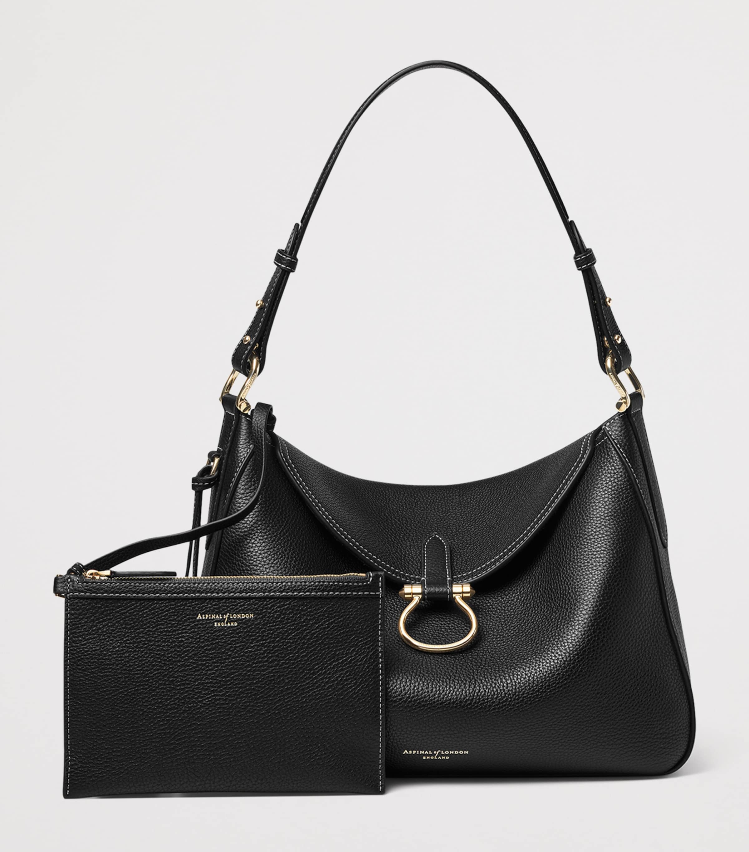 Aspinal Of London Grained Leather Ella Shoulder Bag Black Image 4