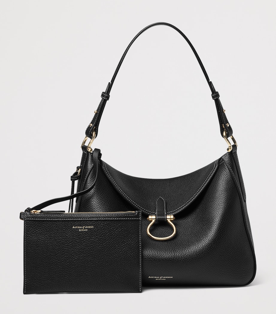 Aspinal Of London Grained Leather Ella Shoulder Bag Black Image 4
