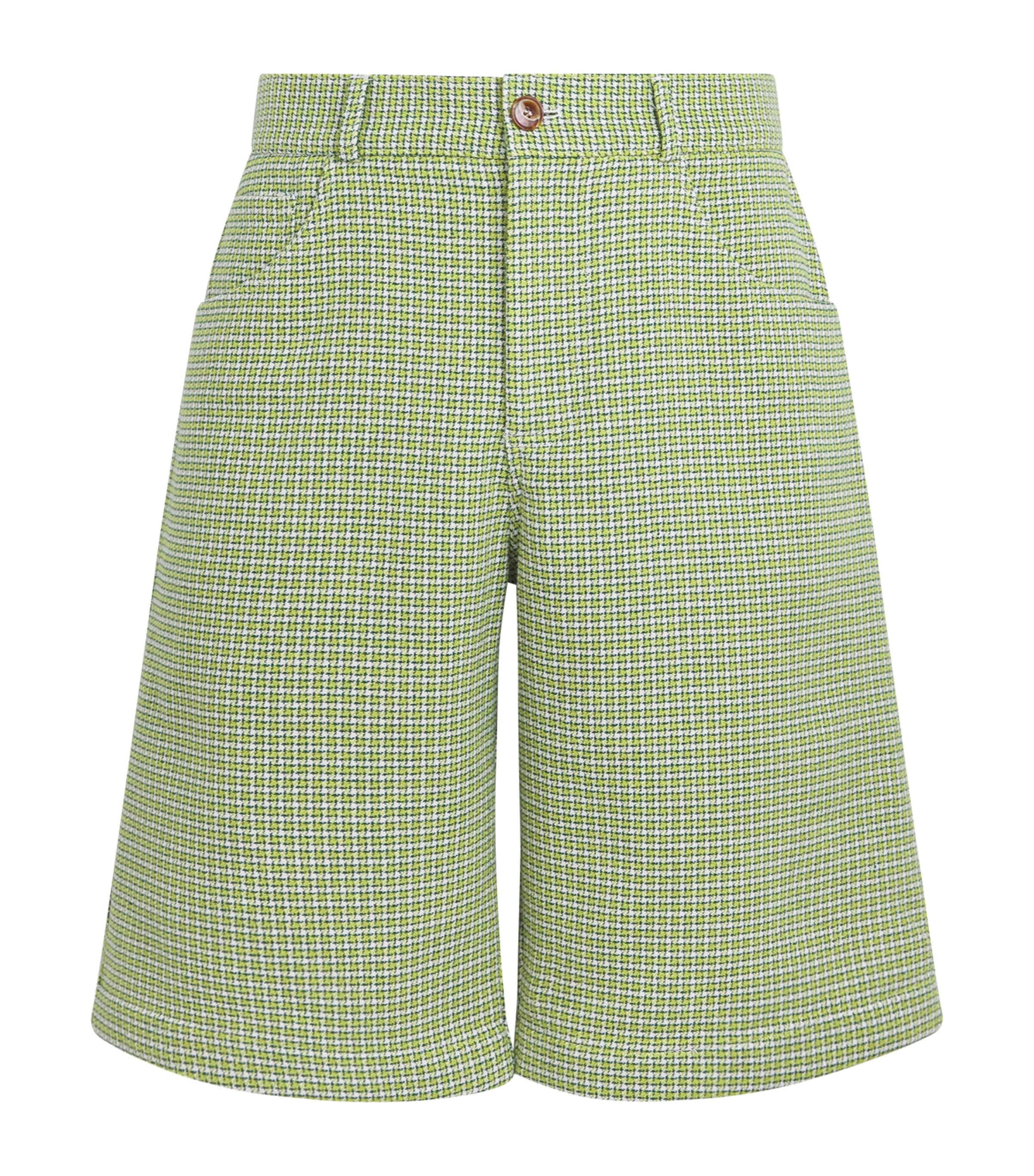 Séfr Mens Houndstooth Nasedo Shorts Soft Green Check Image 1