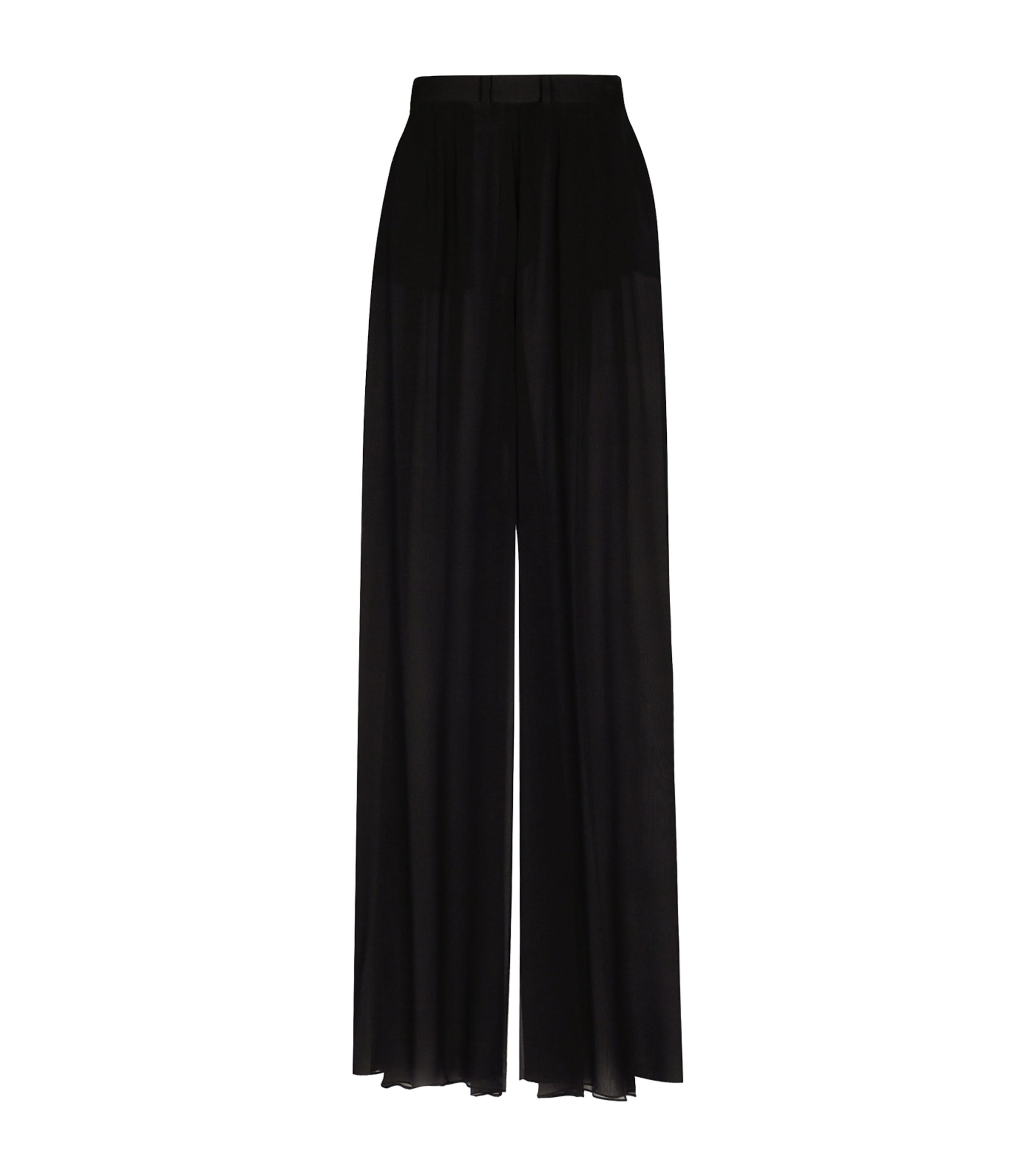 Silk-Blend Tailored Trousers N0000-BLACK Image 3