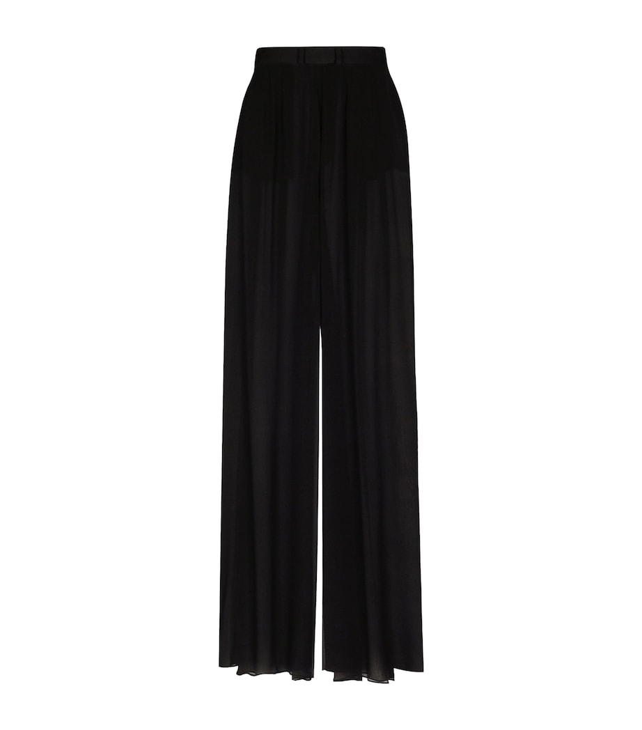 Silk-Blend Tailored Trousers N0000-BLACK Image 3
