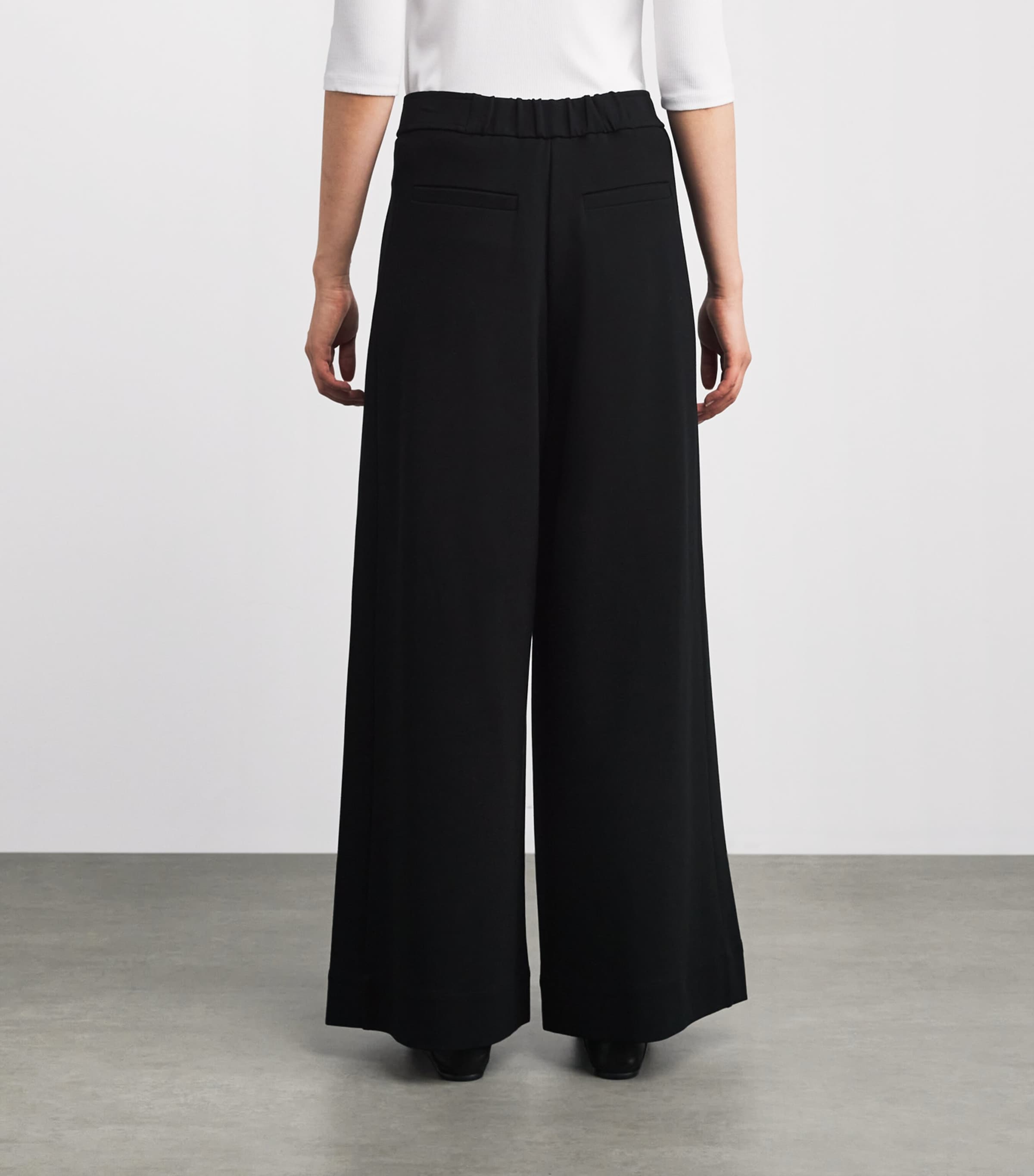 Jersey Wide-Leg Trousers BLACK Image 4