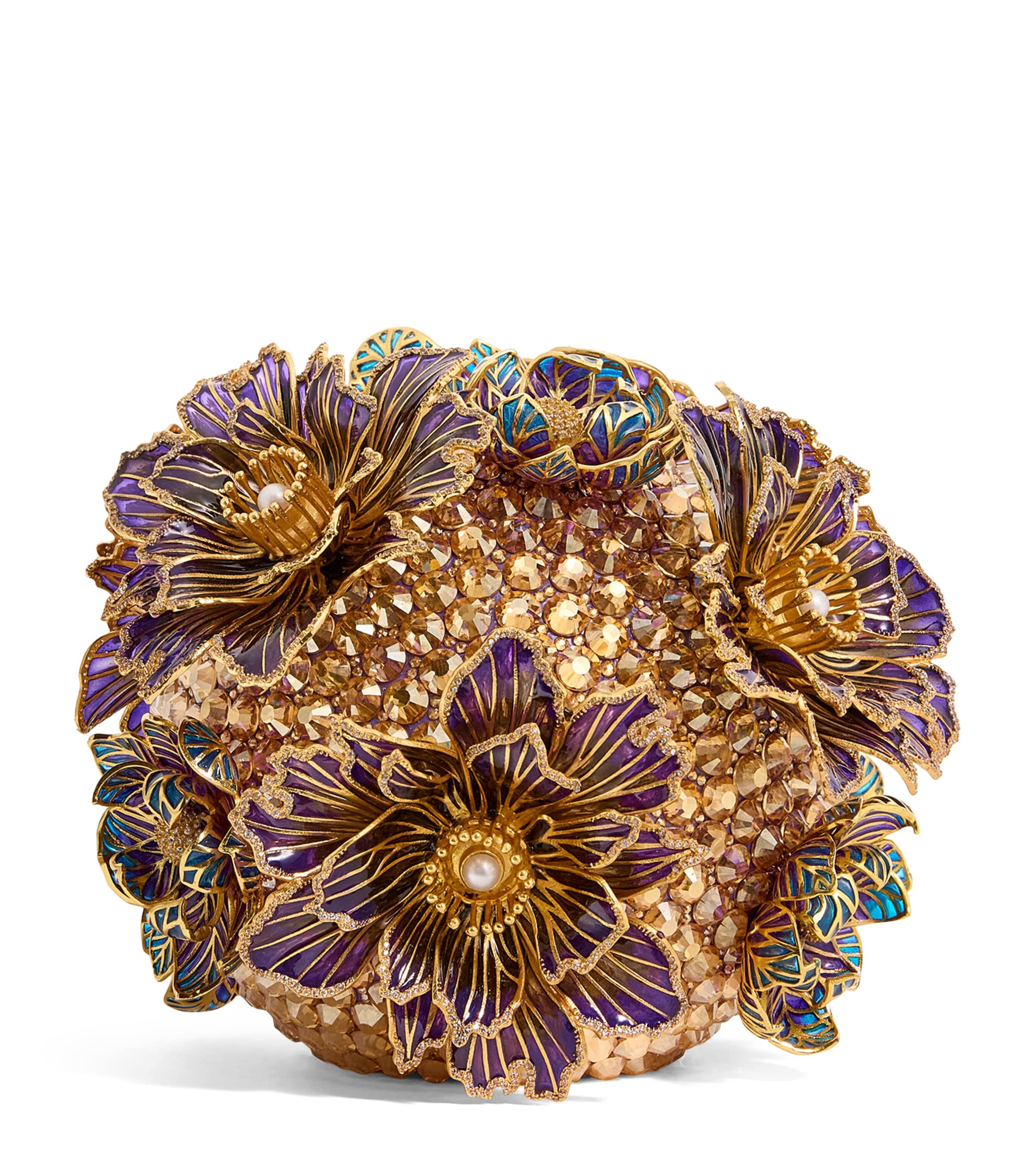 Judith Leiber Sphere Glass Flowers Clutch Bag