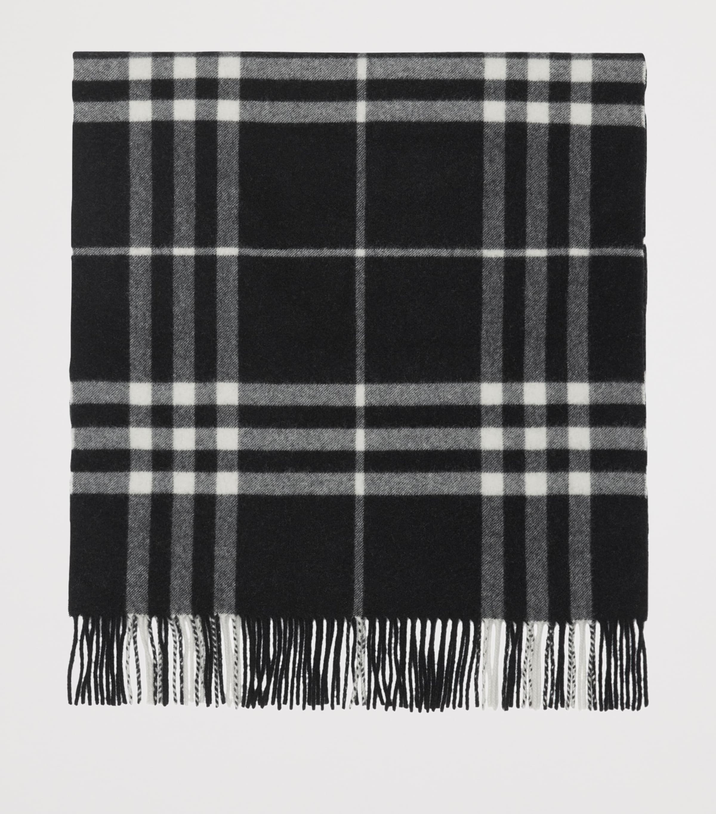 Cashmere Wide Check Scarf BLACK/CALICO Image 2