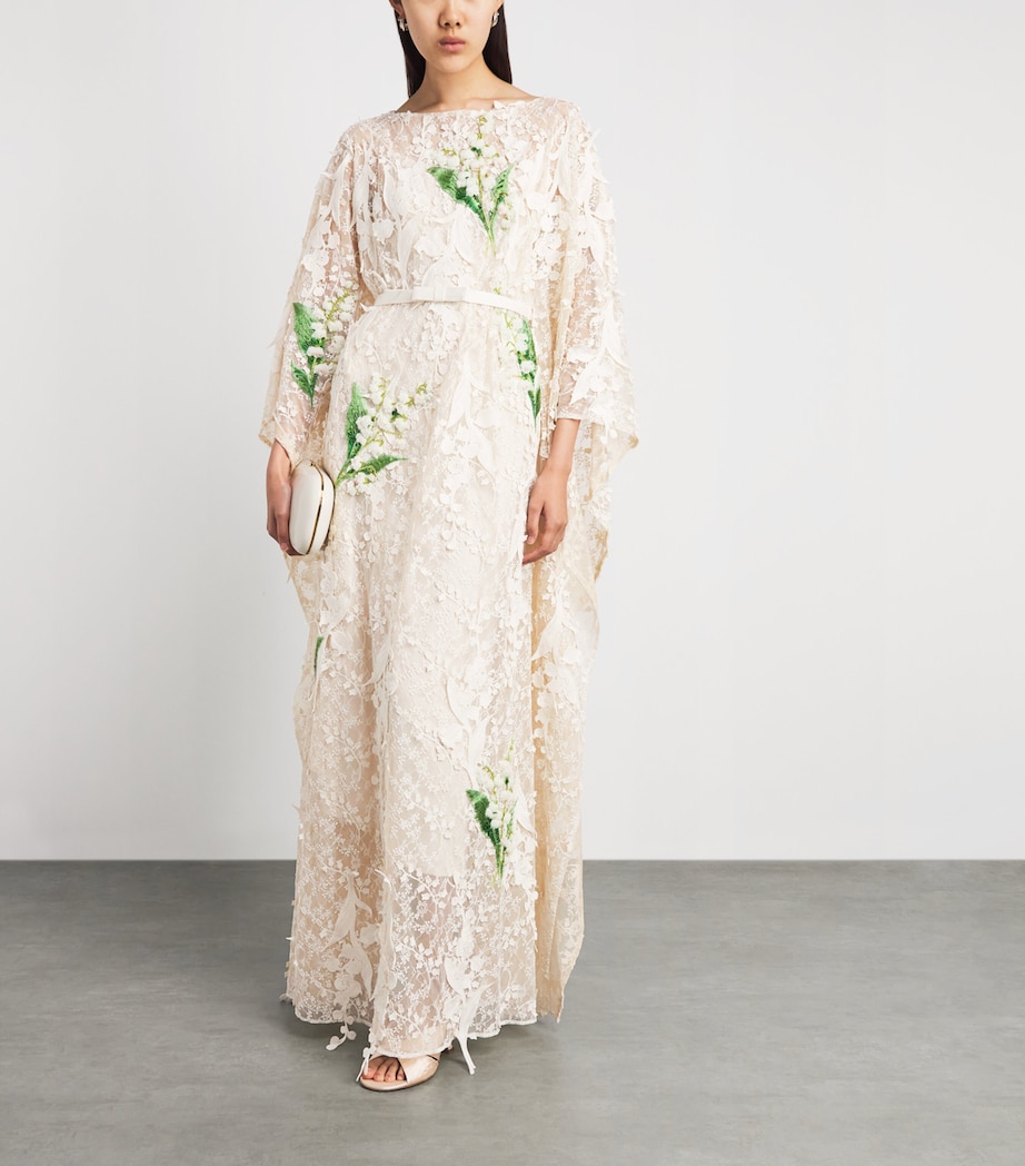 LEO LIN Womens Lace Embellished Willow Maxi Kaftan Dress Snow Image 2