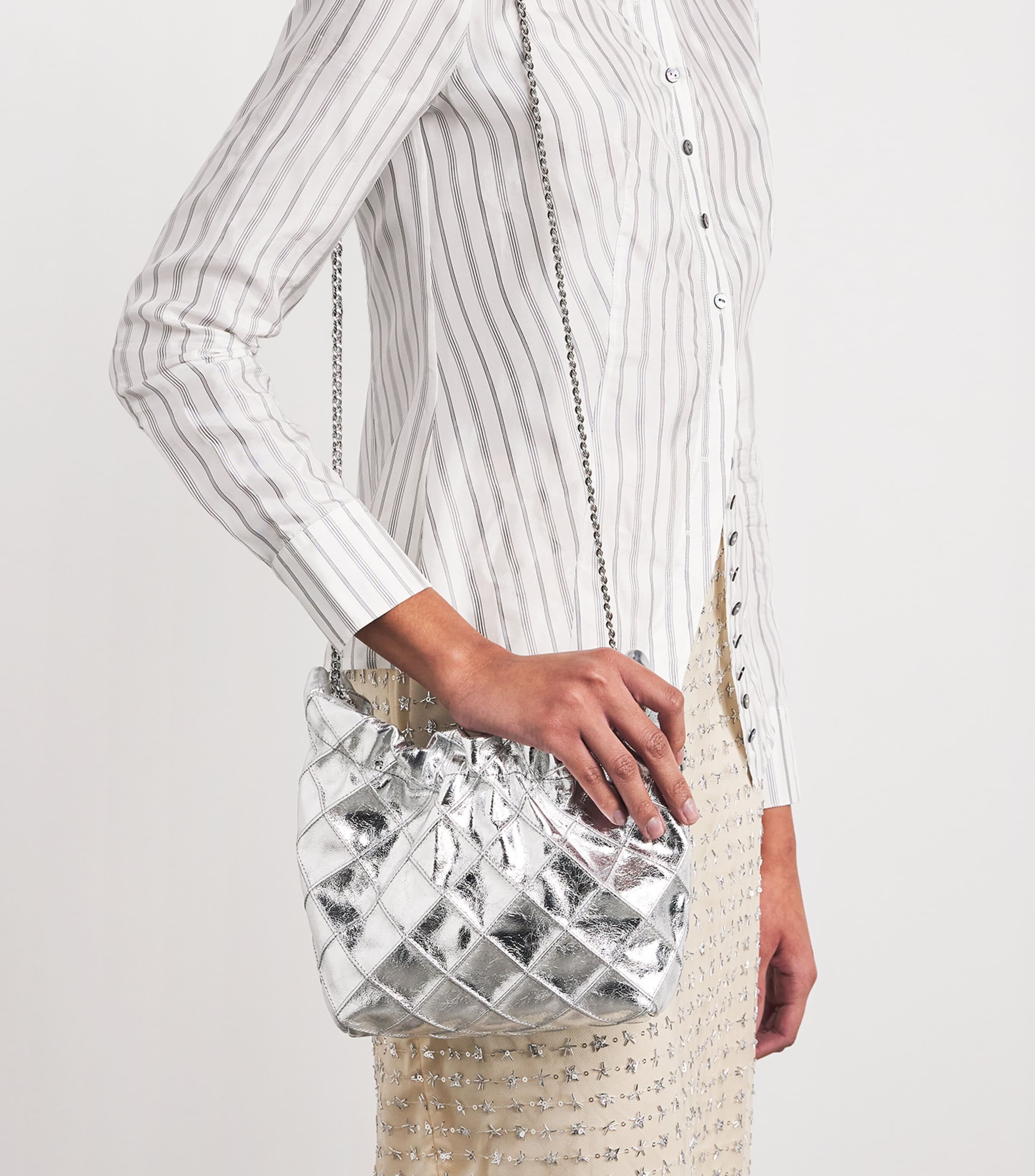 Mini Metallic Leather Fleming Shoulder bag SILVER Image 2