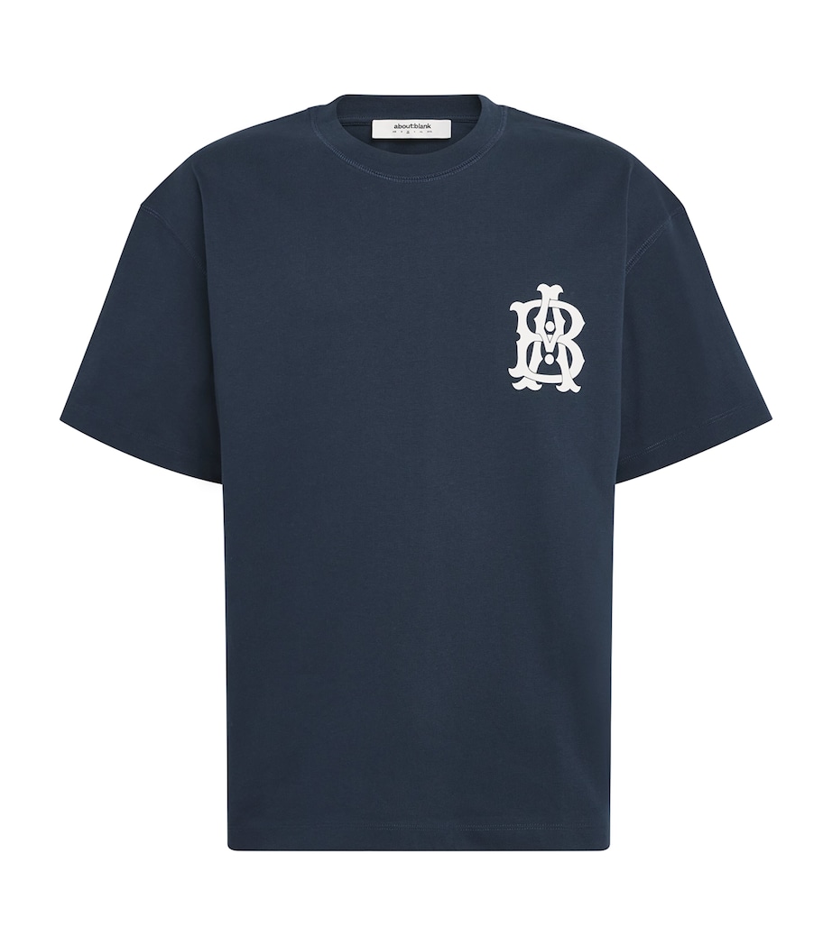 about:blank Mens Oversized Monogram T-Shirt Navy/ecru Image 1