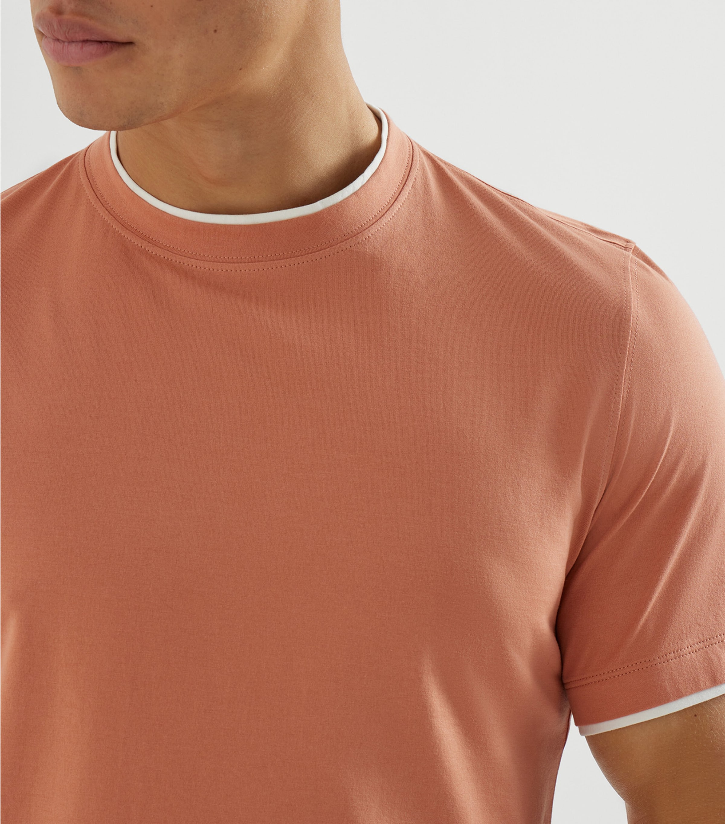 Brunello Cucinelli Mens Cotton Faux-Layered T-Shirt Image 6
