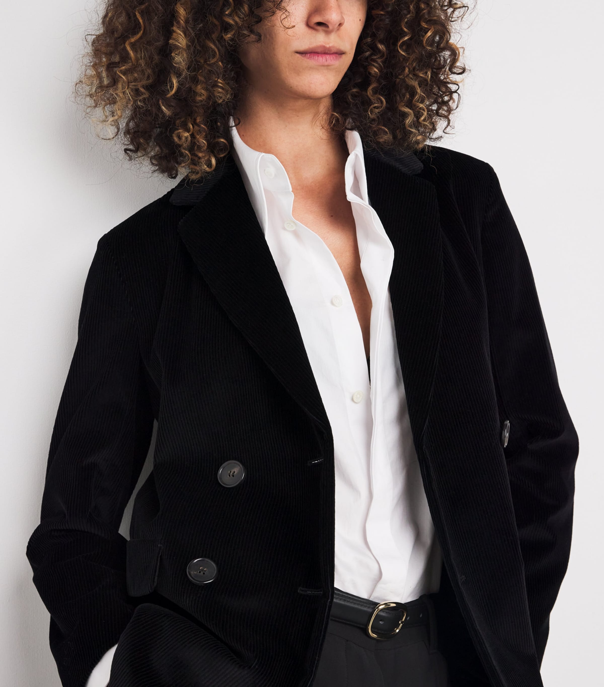 Cotton Corduroy Blazer BLACK Image 6