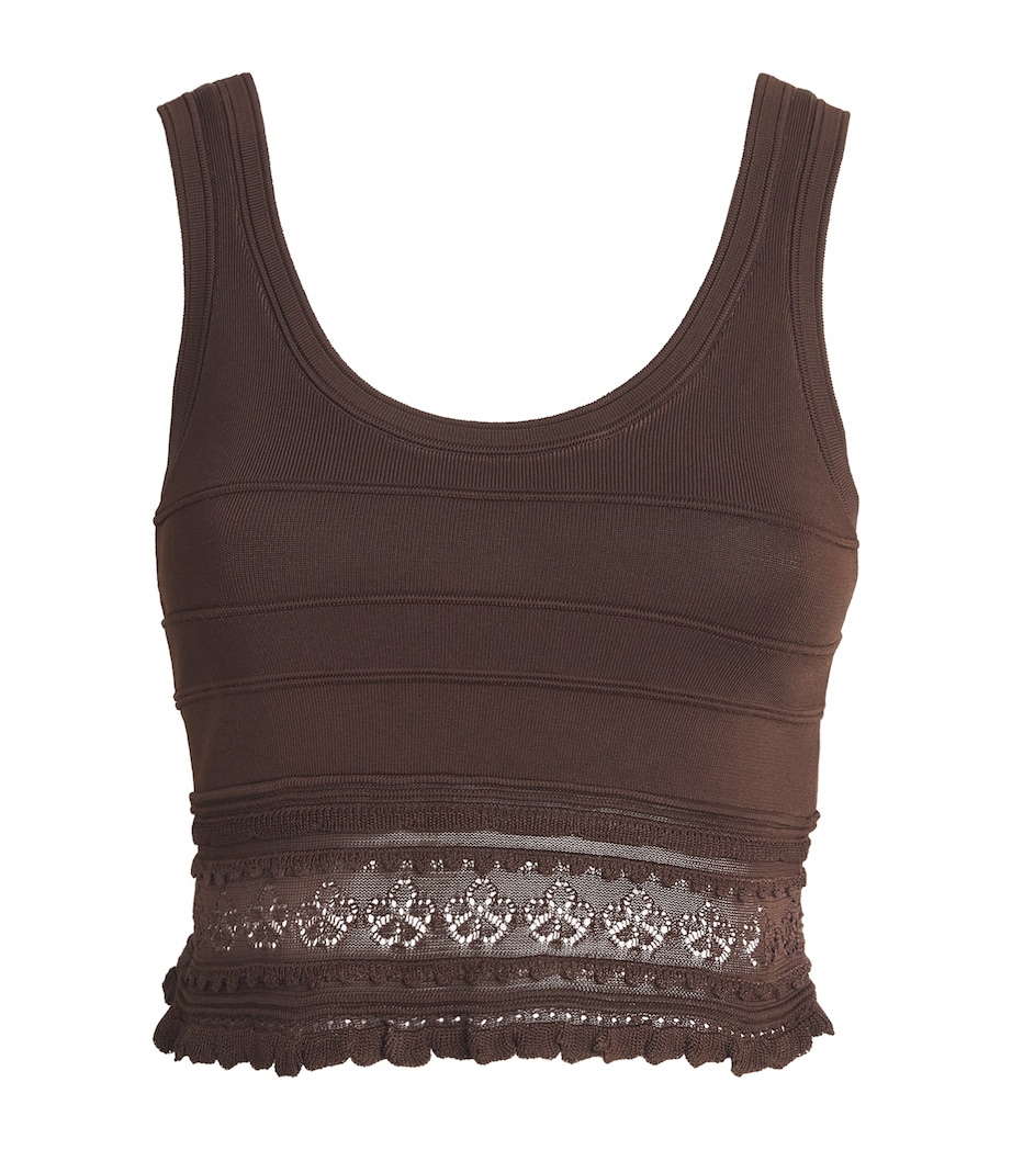 Sandro Paris Womens Pointelle Crop Top Brown Image 1